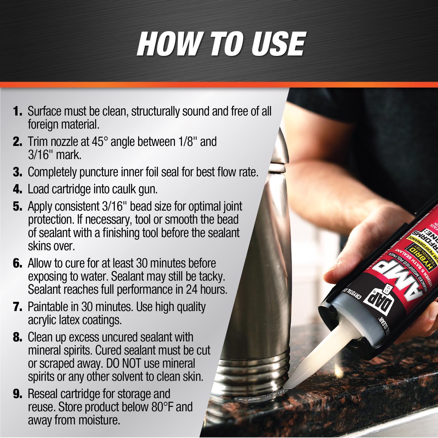 DAP AMP Crystal Clear Polymer Advanced Hybrid Caulk Sealant 9 oz