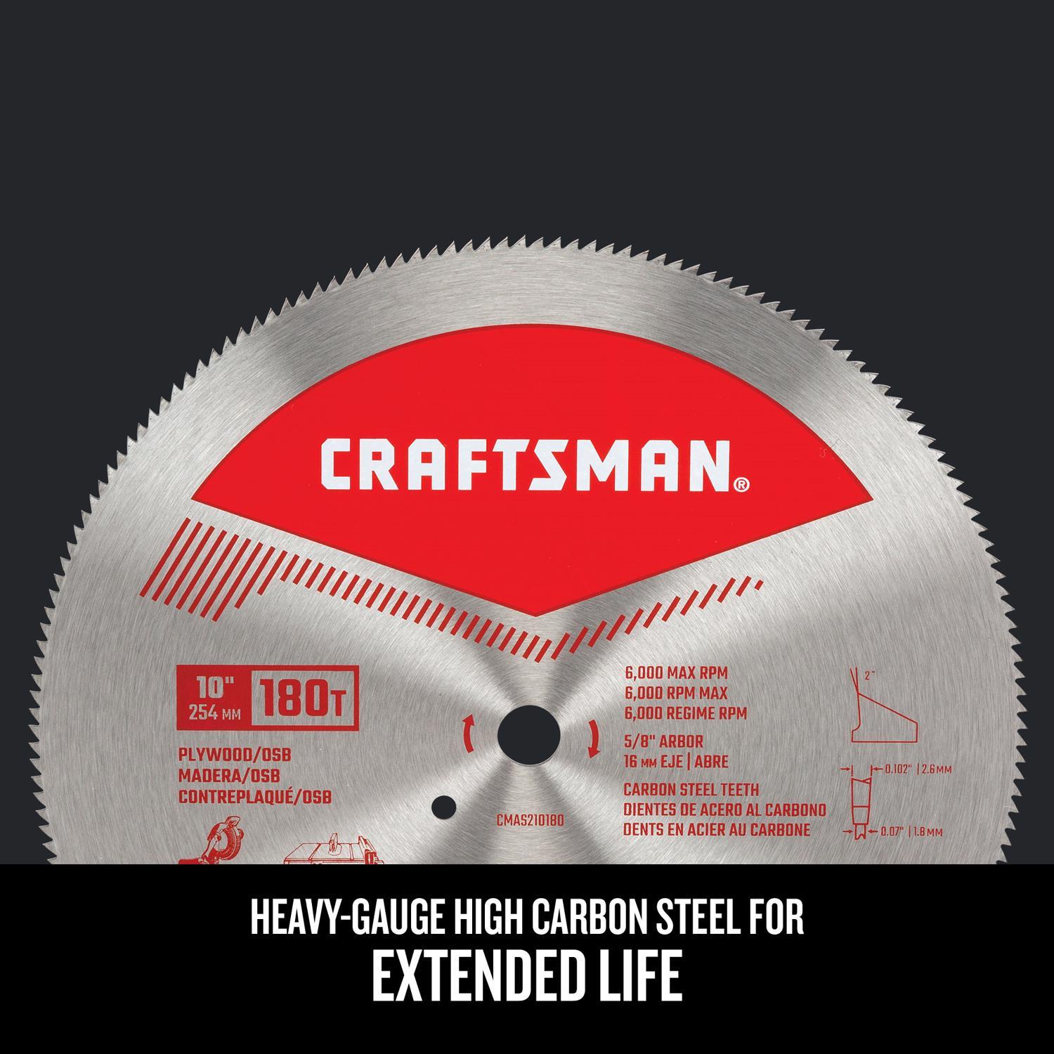 CRAFTSMAN 10 in. D X 5/8 in. Carbon Steel Circular Saw Blade 180 teeth 1 pc