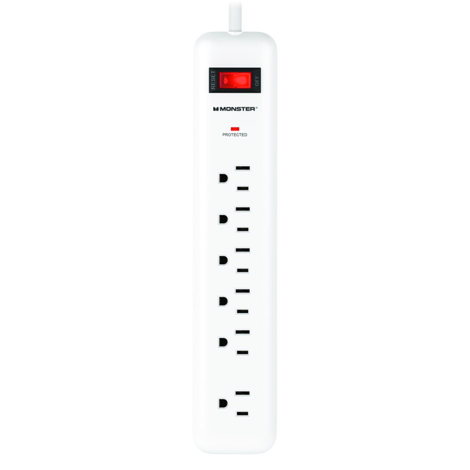 Monster Just Power It Up 8 ft. L 6 outlets Surge Protector White 1080 J