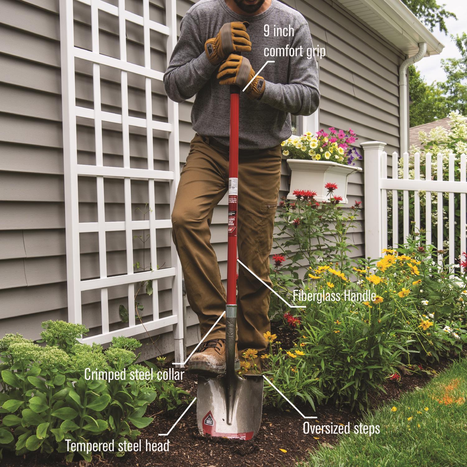 Ace 57.25 in. Steel Round Digging Shovel Fiberglass Handle