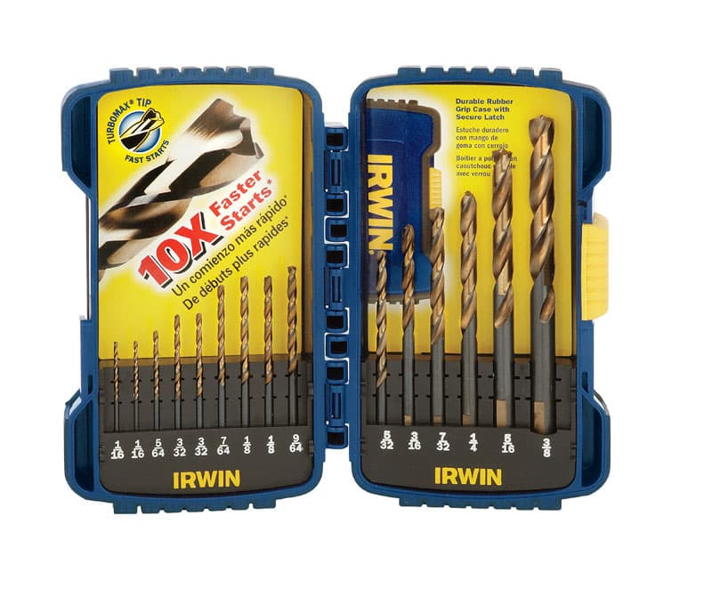 IRWIN Turbomax High Speed Steel Drill Bit Set Straight Shank 15 pc