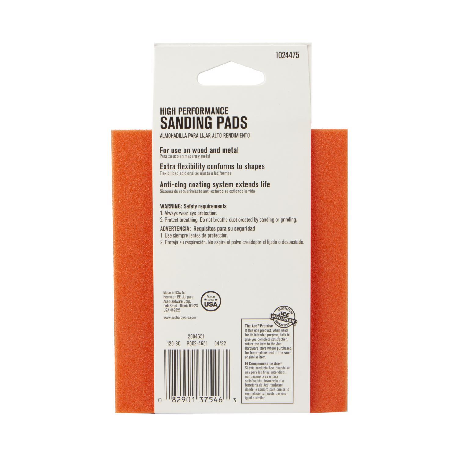 Ace 5.5 in. L X 4.5 in. W X.25 in. 120 Grit Fine Contour Hand Sanding Pad