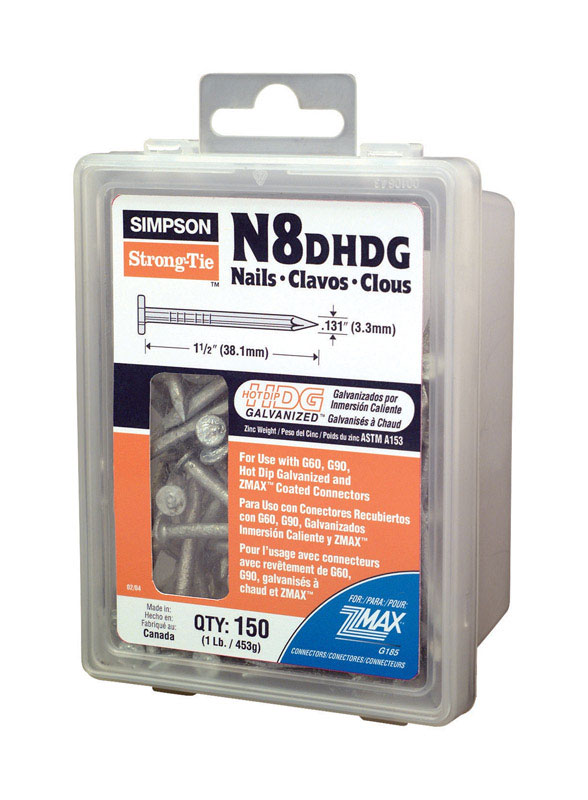 Simpson Strong-Tie Round 1-1/2 in. L Wood Joiner Nail Smooth Hot-Dipped Galvanized Steel 8D
