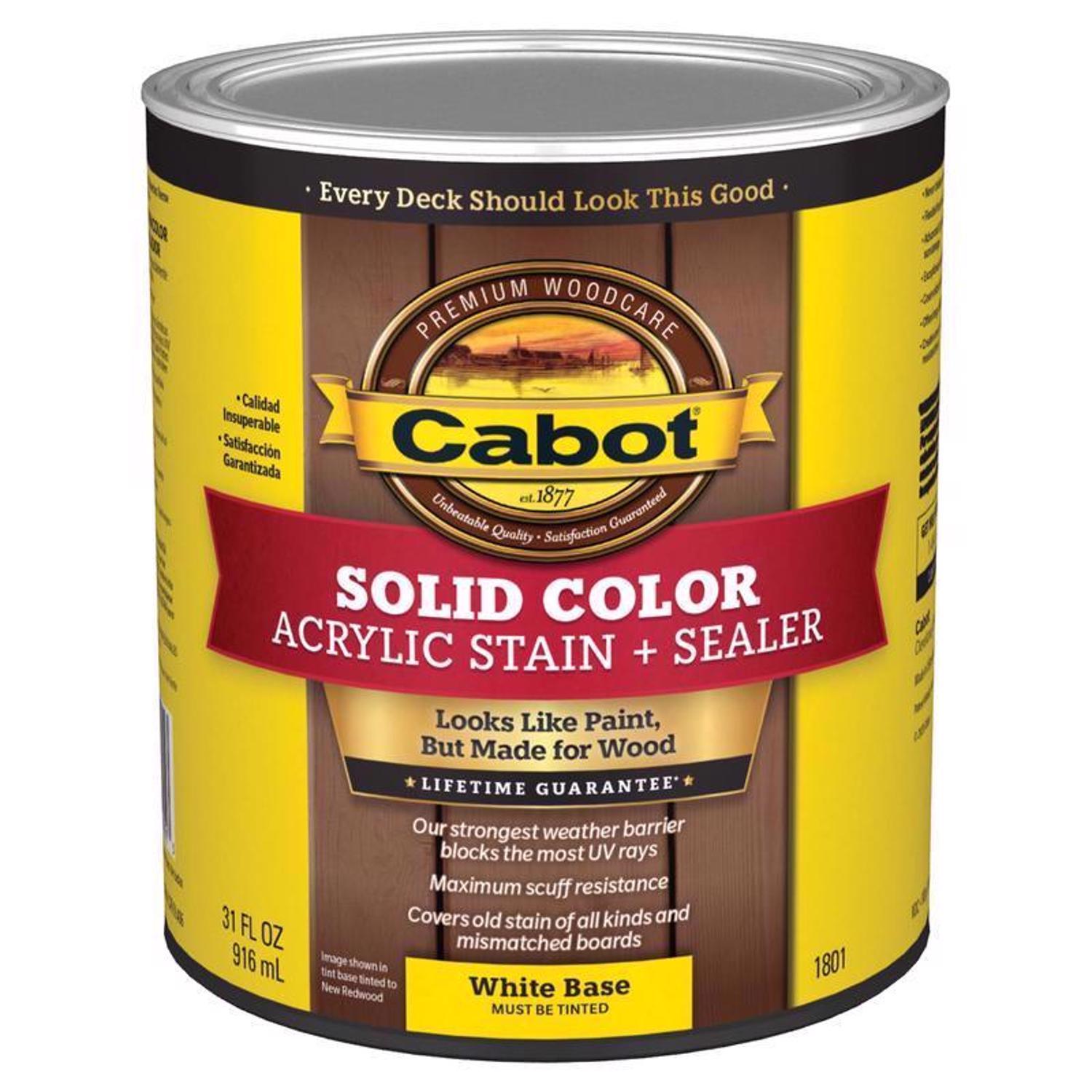 Cabot Solid Color Acrylic Stain & Sealer Solid Tintable White Base Water-Based Acrylic Deck Stain 1