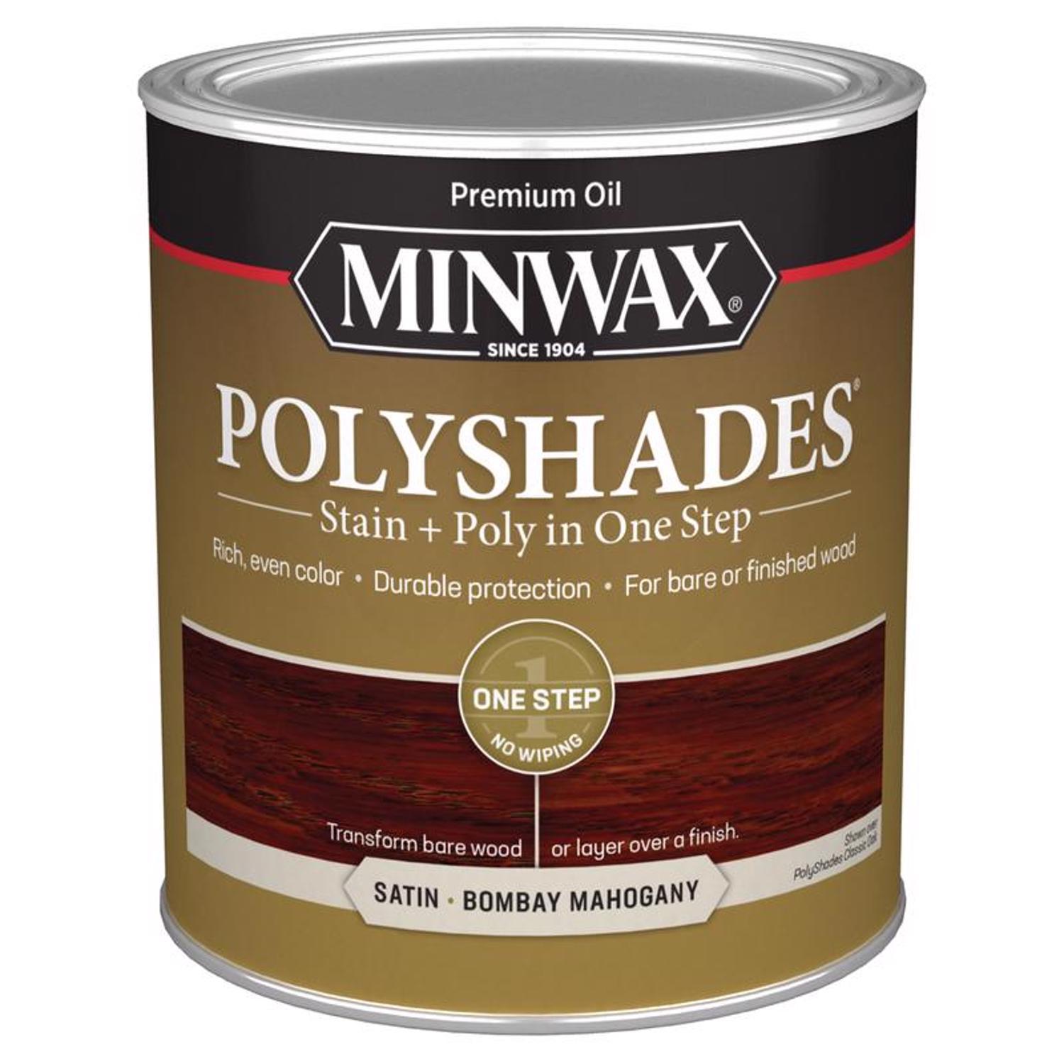 Minwax PolyShades Semi-Transparent Satin Bombay Mahogany Stain/Polyurethane Finish 1 qt