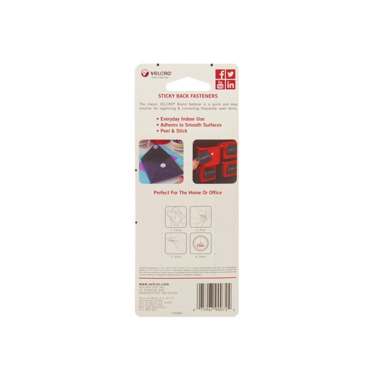 VELCRO Brand Sticky Back Small Nylon Hook and Loop Fastener 7/8 in. L 12 pk