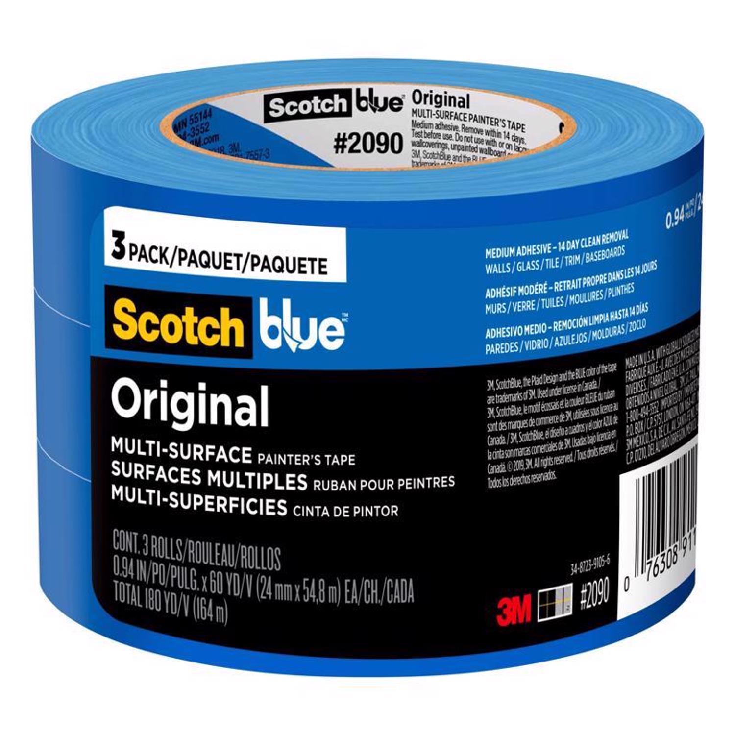 ScotchBlue.94 in. W X 60 yd L Blue Medium Strength Original Painter's Tape 3 pk
