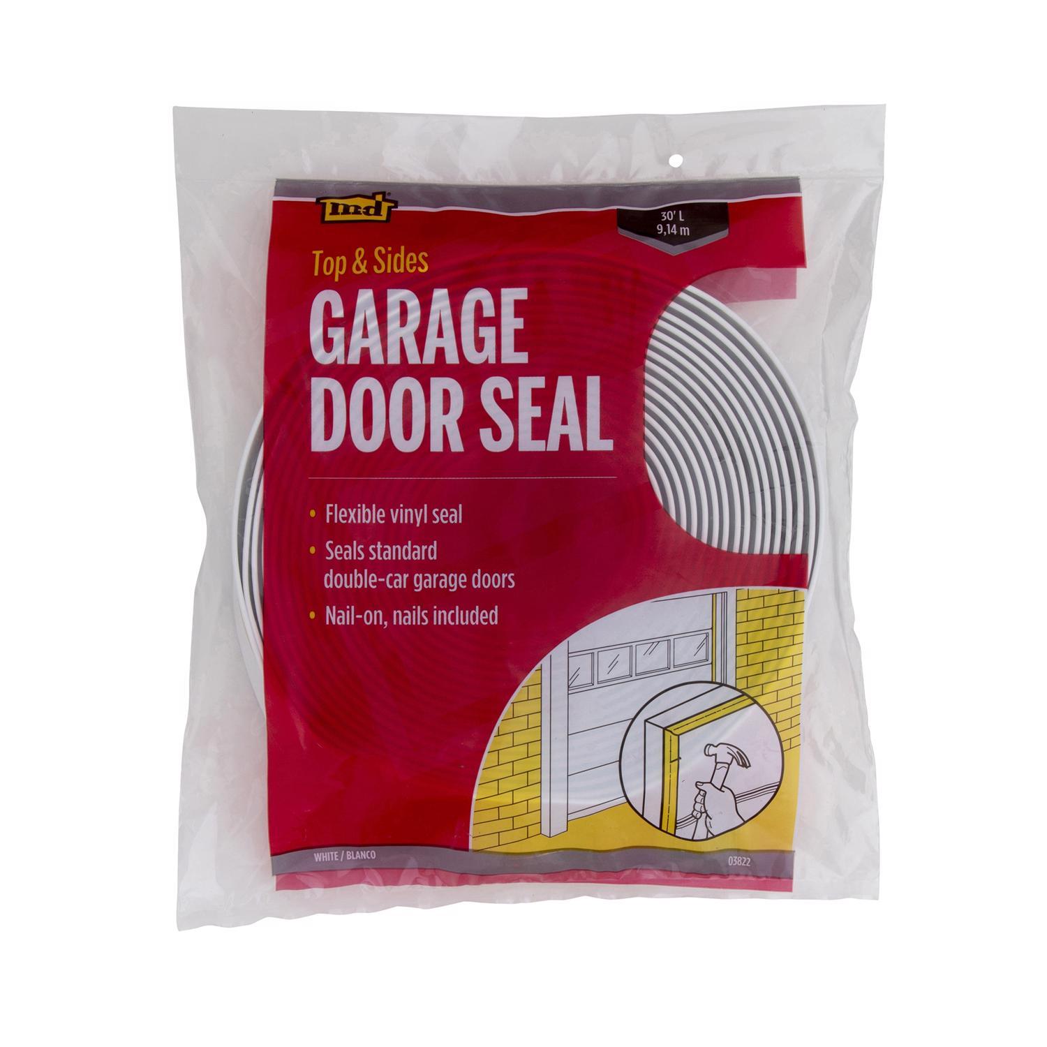 M-D Building Products White Vinyl Top & Sides Door Seal For Garage Doors 30 ft. L X 1 in.