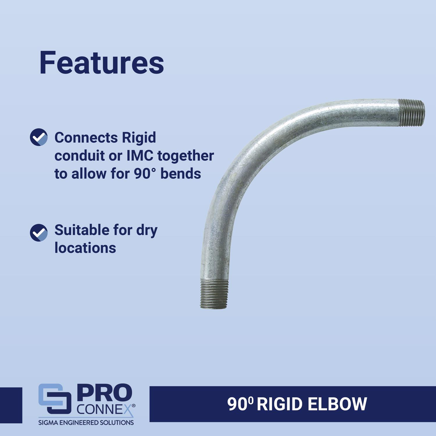 Sigma Engineered Solutions ProConnex 1/2 in. D Galvanized Steel 90 Degree Elbow For Rigid/IMC 1 pk