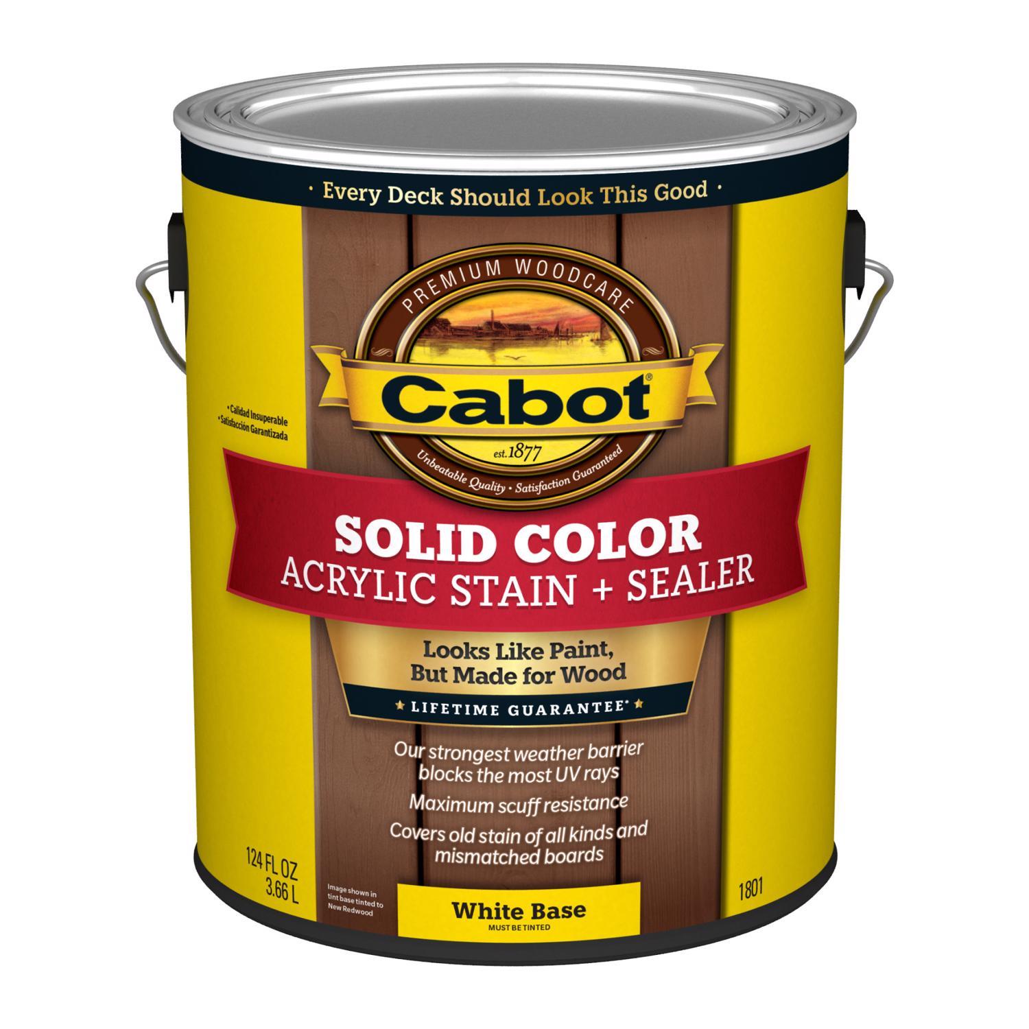 Cabot Solid Color Acrylic Stain & Sealer Solid Tintable White Base Water-Based Acrylic Deck Stain 1