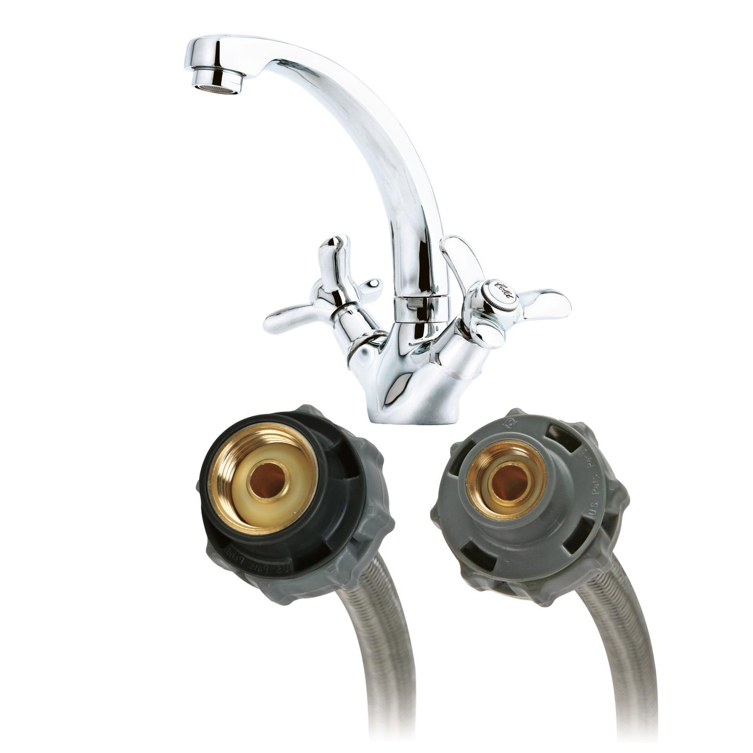 Fluidmaster 3/8 in. Compression X 1/2 in. D FIP 16 in. Stainless Steel Supply Line