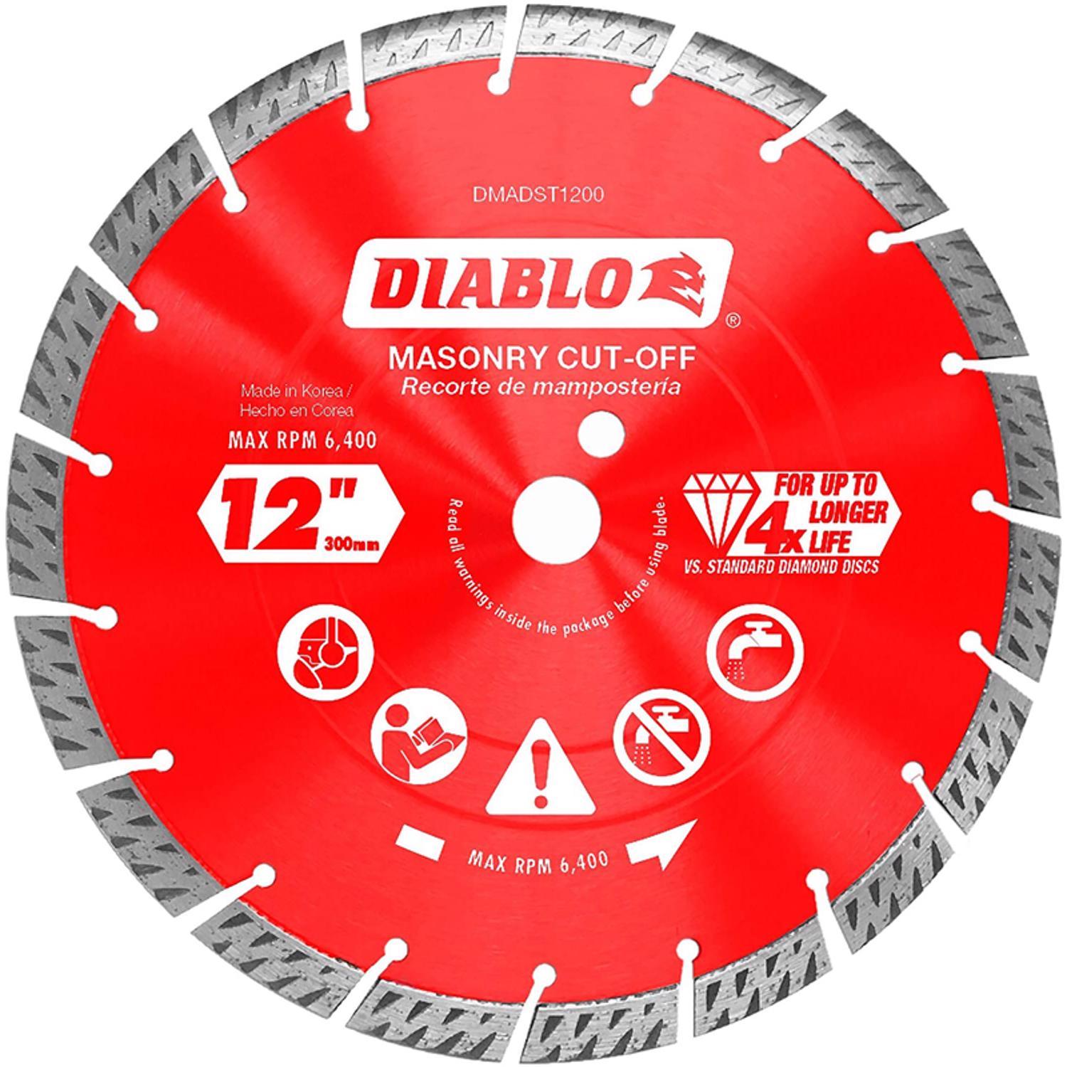 Diablo 12 in. D X 1 in. X.110 in. thick Diamond Turbo Rim Masonry Cut-Off Disc