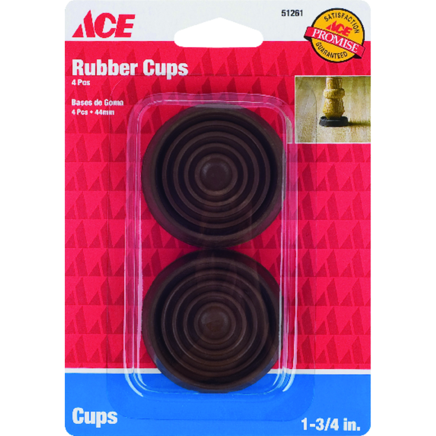 Ace Rubber Caster Cup Brown Round 1-3/4 in. W 4 pk