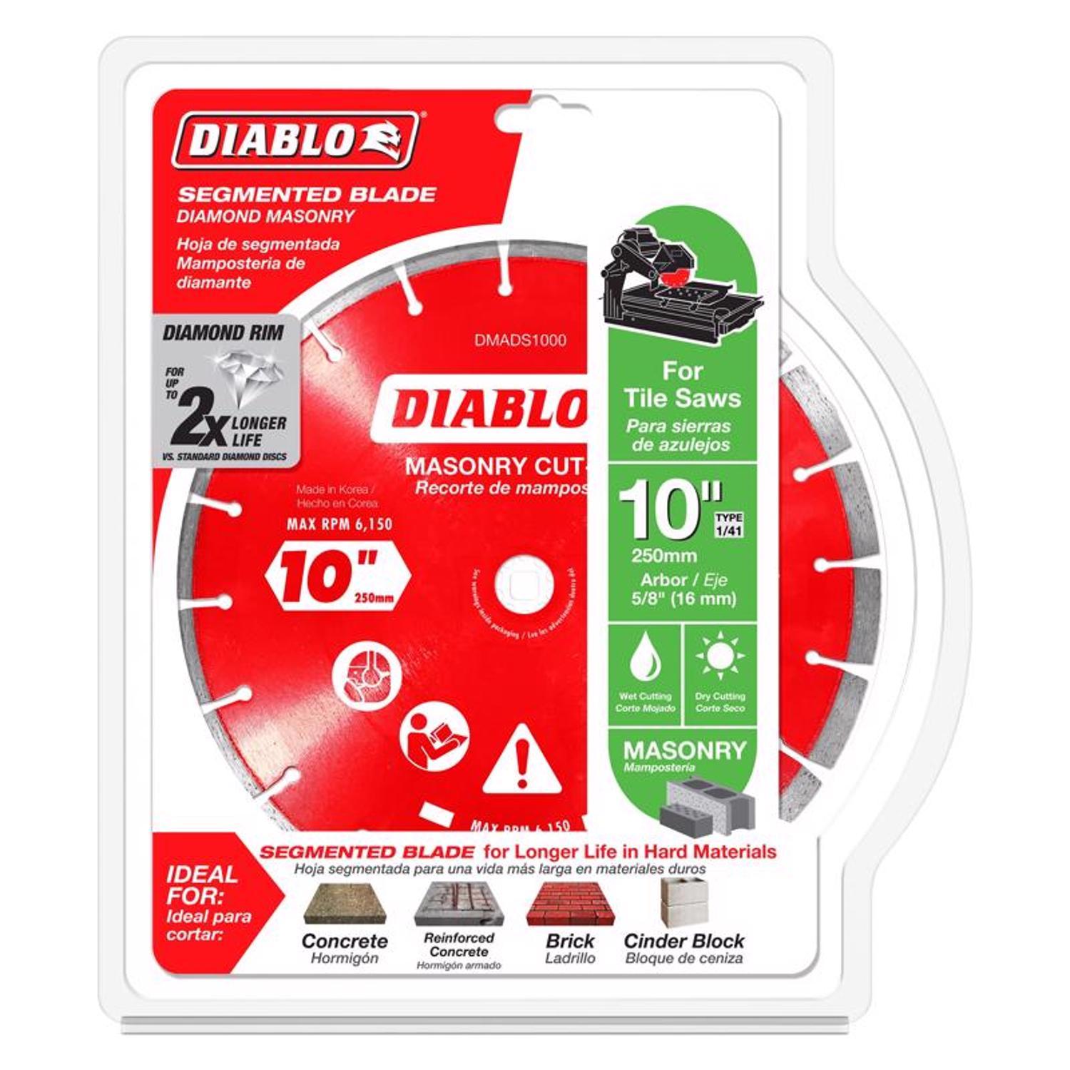 Diablo 10 in. D X 7/8 in. X.094 in. thick Diamond Segmented Masonry Cut-Off Disc 1 pk