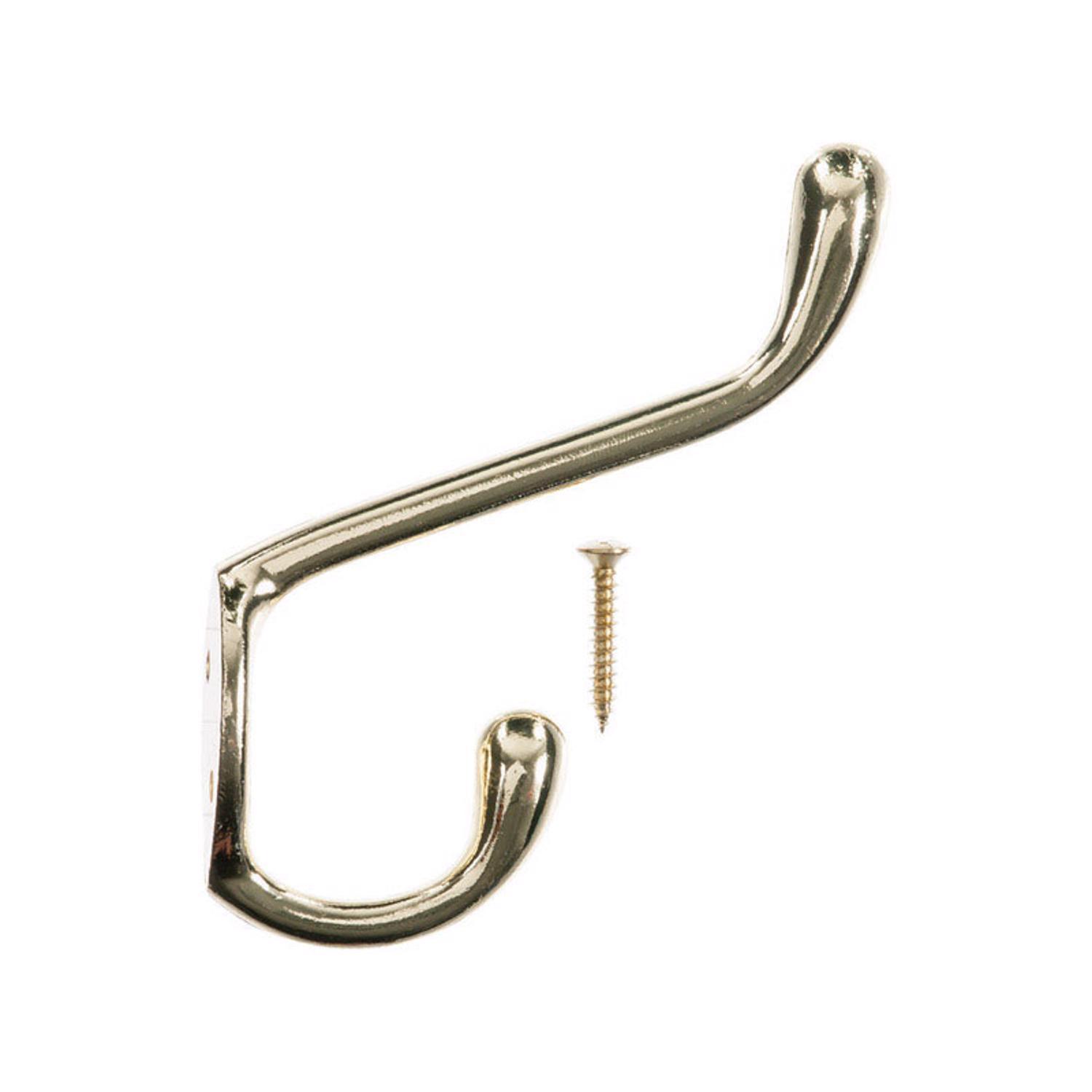 Ace 3-1/2 in. L Bright Brass Gold Brass Large Garment Coat/Hat Hook 1 pk