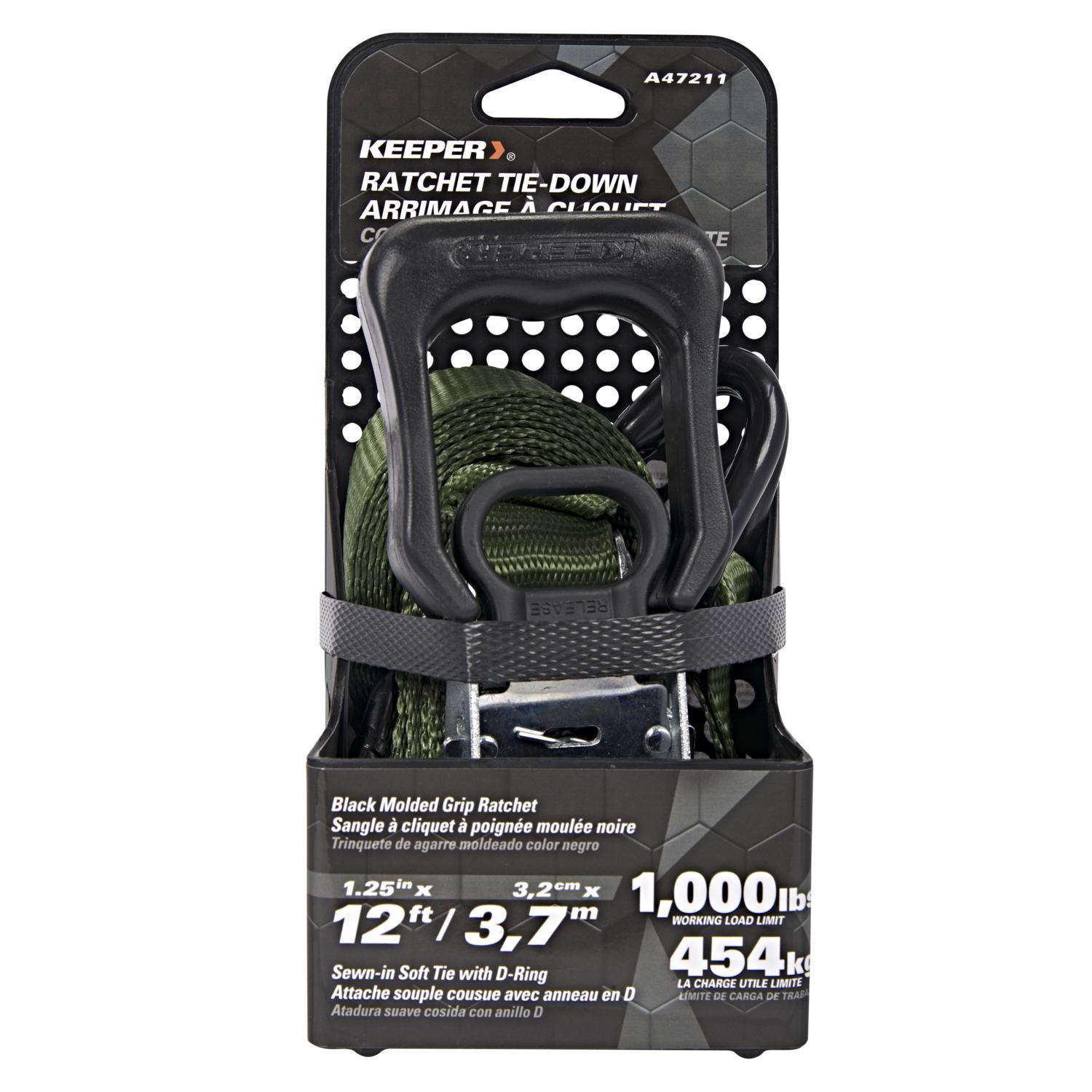 Keeper 1.25 in. W X 12 ft. L Green Ratchet Tie Down Strap 1000 lb 1 pk