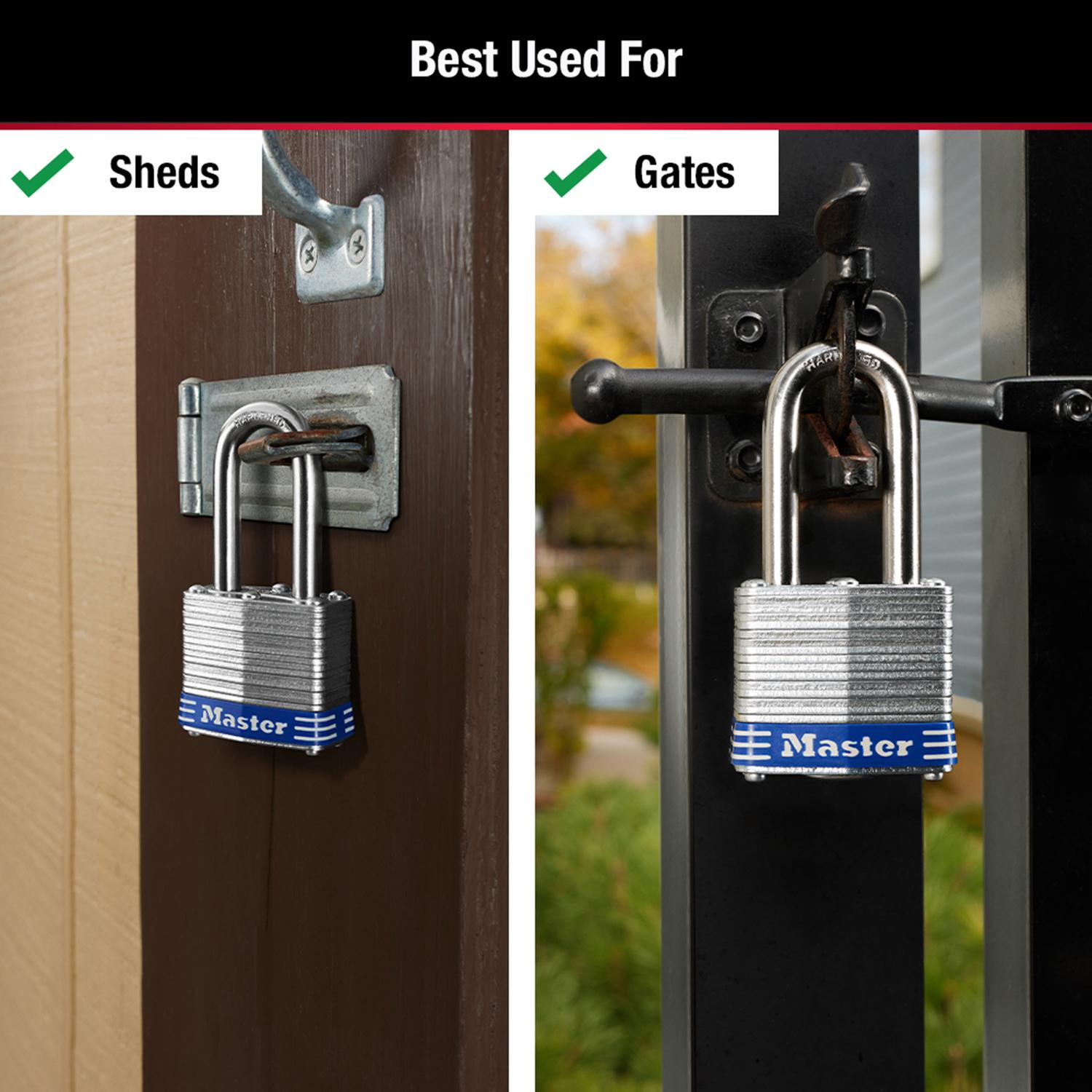 Master Lock 3-3/16 in. H X 1-9/16 in. W X 27/32 in. L Steel 4-Pin Cylinder Exterior Padlock