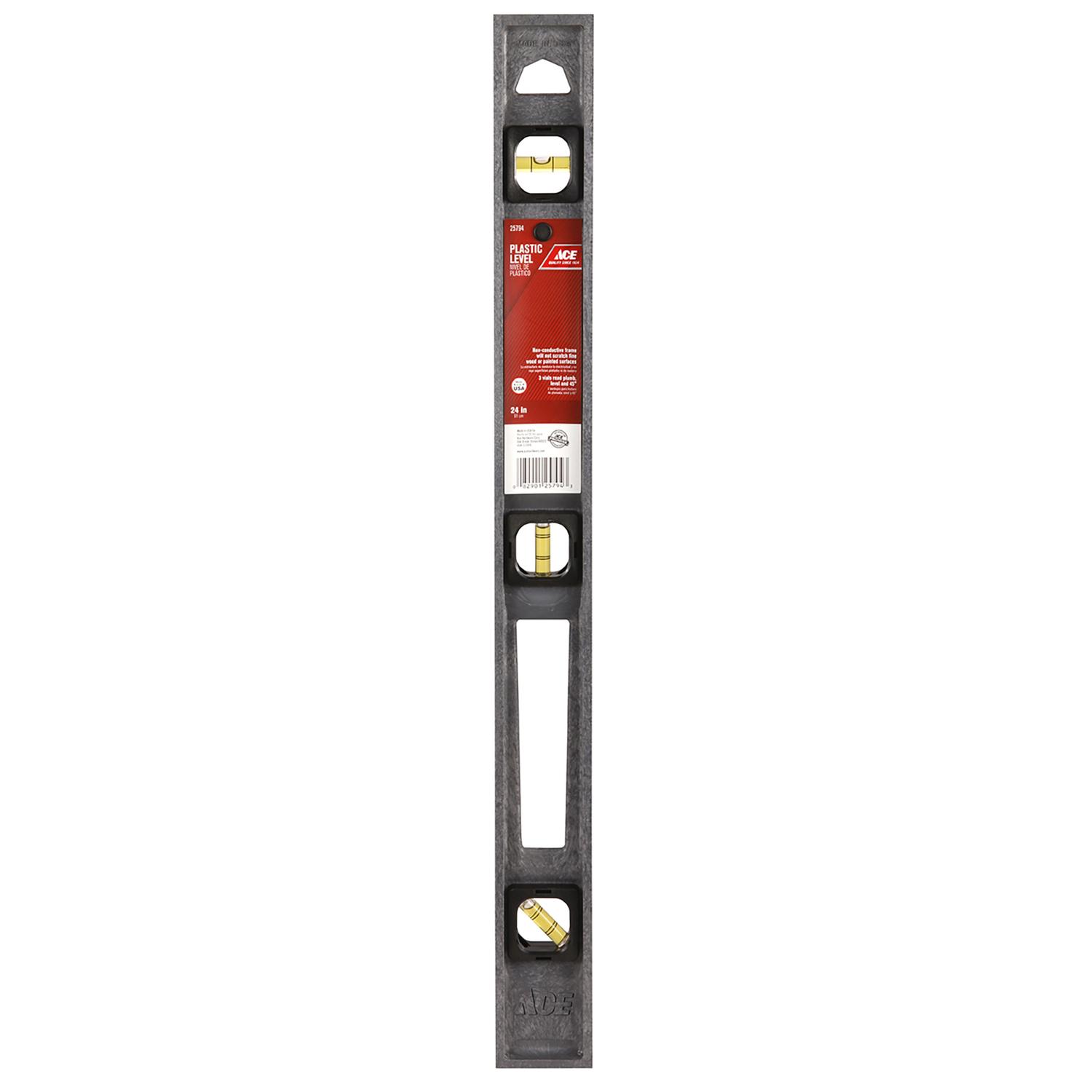 Ace 24 in. Plastic I-Beam Level 3 vial