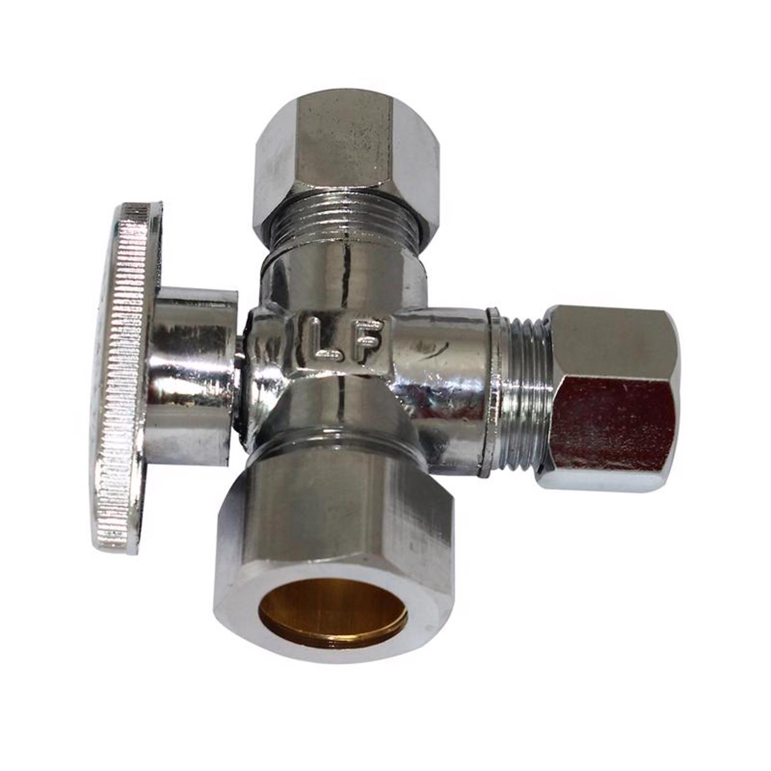 Ace 5/8 in. FPT X 1/2 in. Brass Dual Outlet Angle Stop