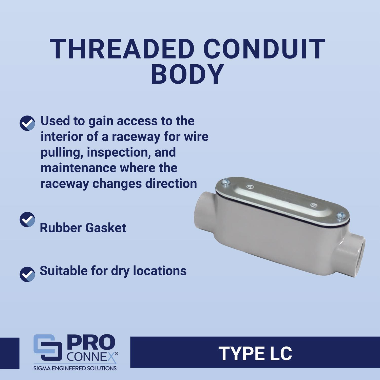 Sigma Engineered Solutions ProConnex 1/2 in. D Die-Cast Aluminum Conduit Body For Rigid 1 pk