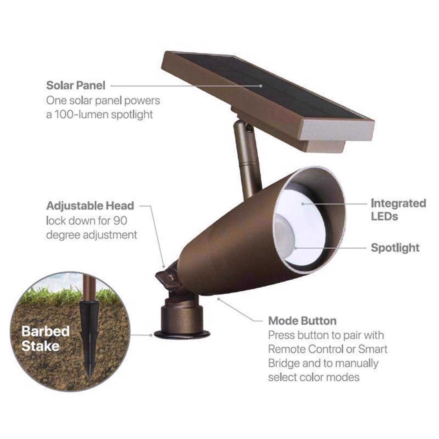 Feit OneSync Bronze Solar Powered/Remote 1 W LED Spotlight 2 pk