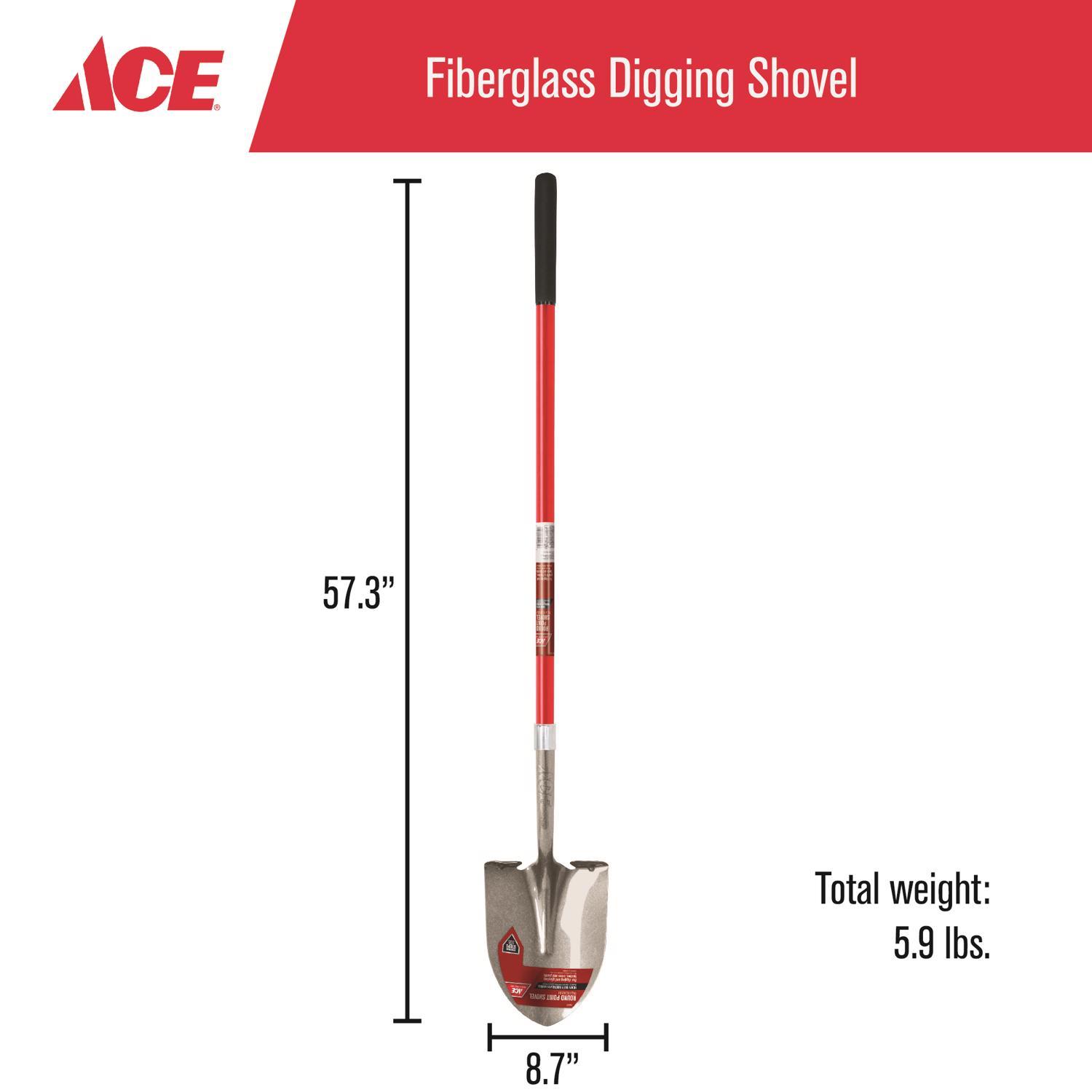 Ace 57.25 in. Steel Round Digging Shovel Fiberglass Handle