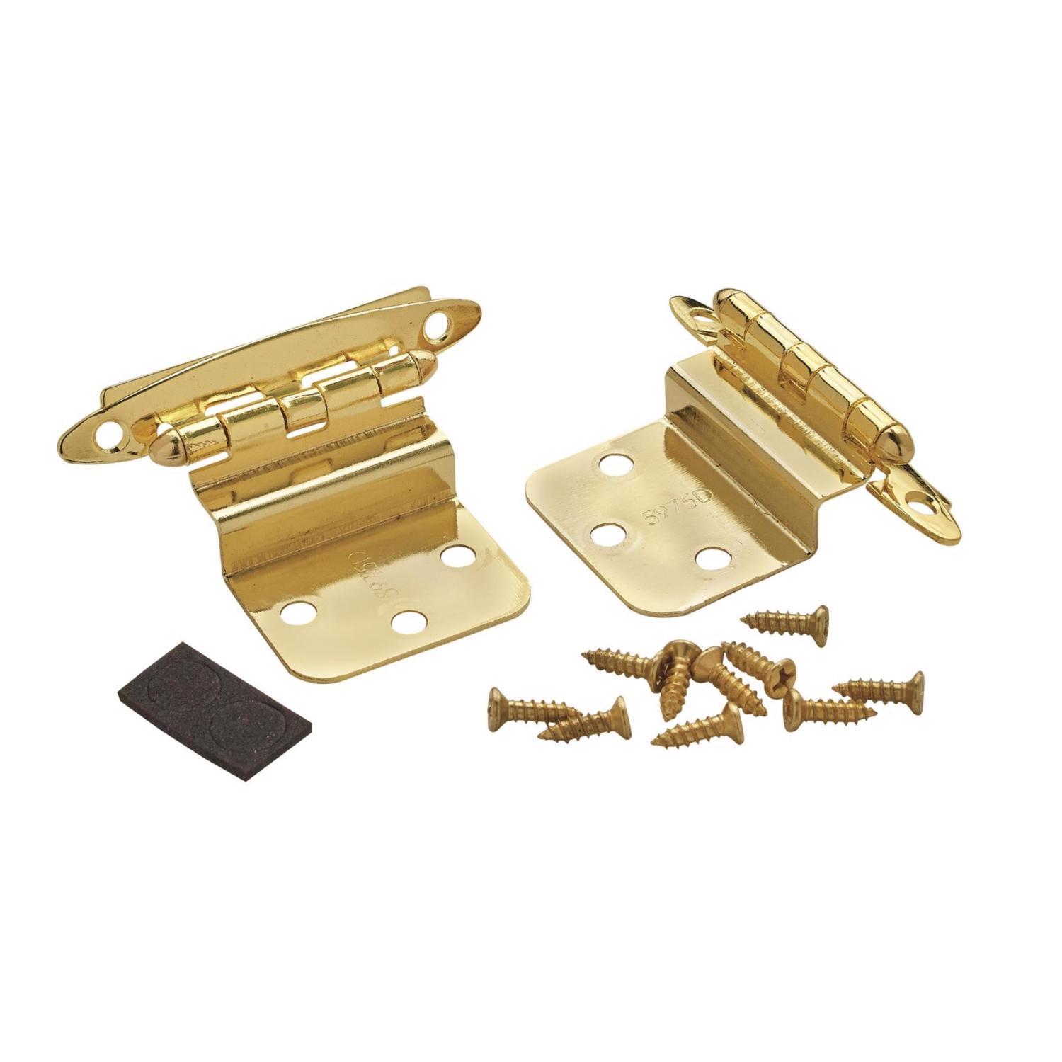 Amerock 2 in. W X 2-3/4 in. L Polished Brass Steel Cabinet Hinge 2 pk