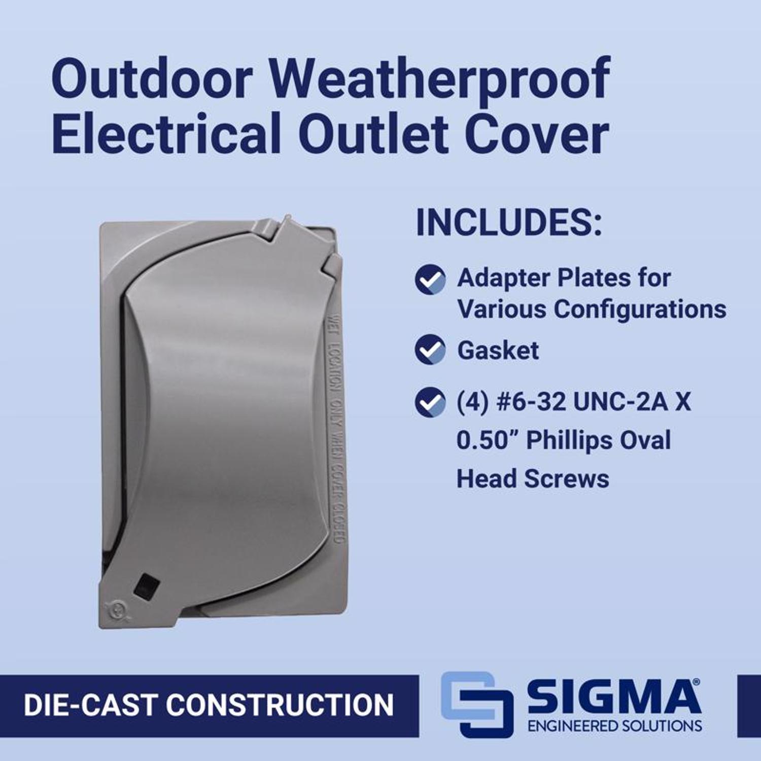 Sigma Engineered Solutions Rectangle Die-Cast Metal 1 gang 4.57 in. H X 2.81 in. W Universal Cover