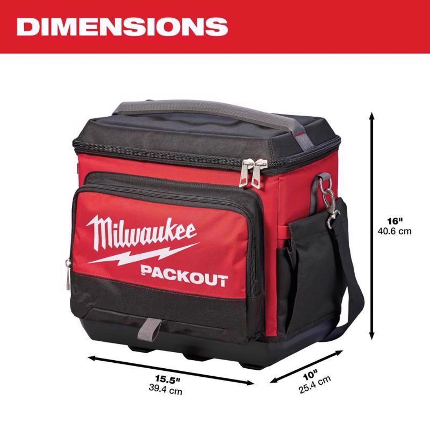 Milwaukee Packout Ballistic Nylon Jobsite Cooler Utility Bag 6 pocket Black/Red 1 pc