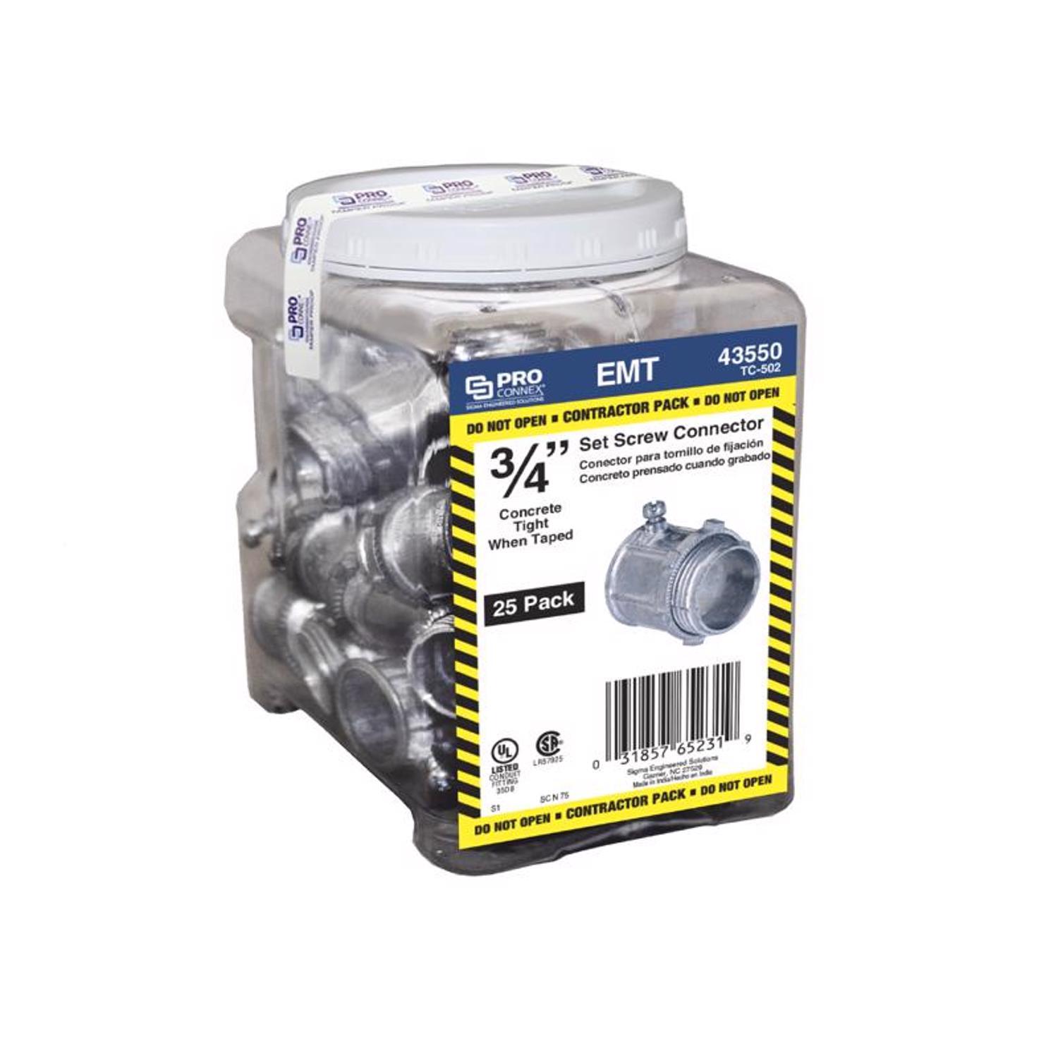 Sigma Engineered Solutions ProConnex 3/4 in. D Die-Cast Zinc Set Screw Connector For EMT 25 pk
