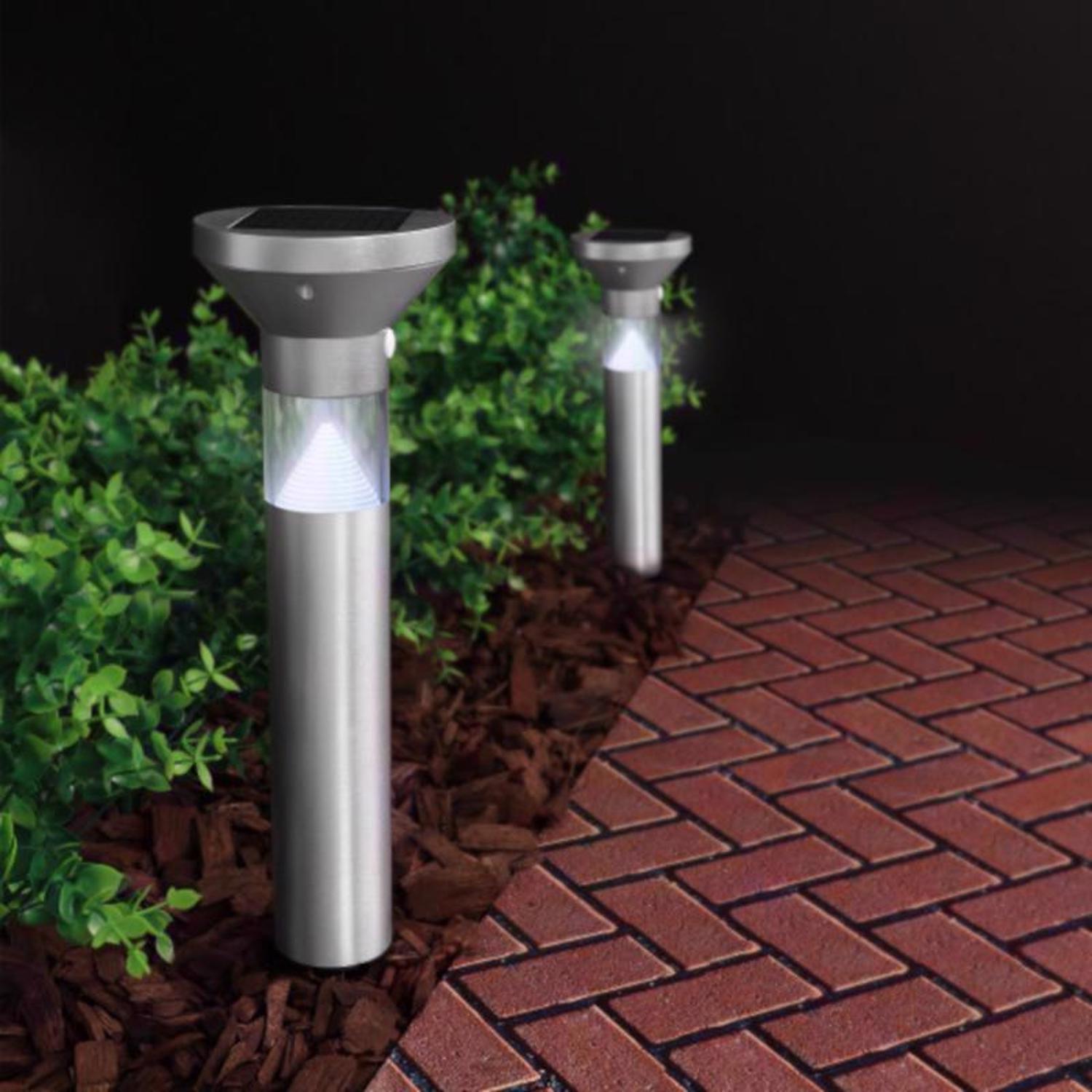 Feit OneSync Brushed Nickel Solar Powered 0.4 W LED Bollard Light 1 pk