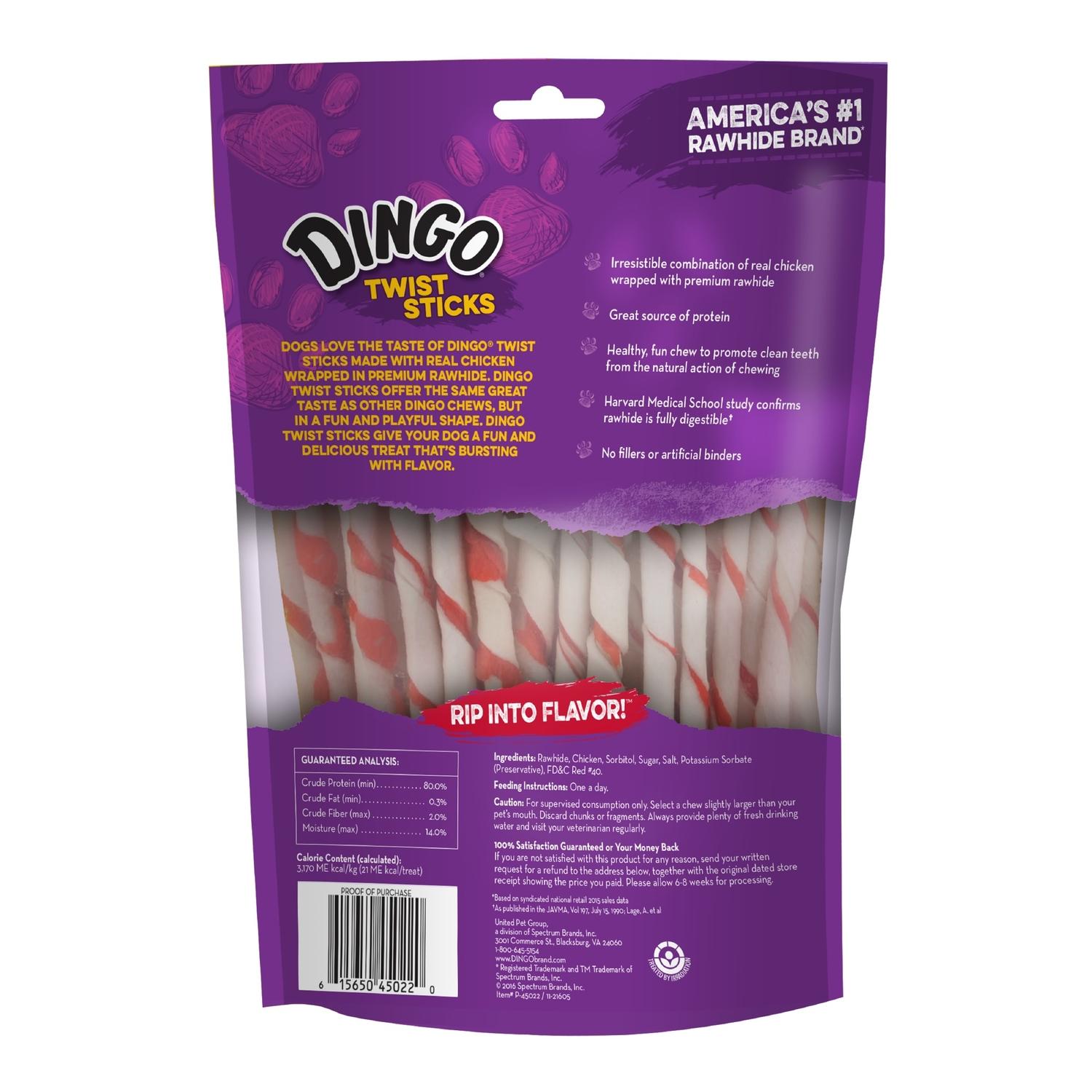 Dingo All Size Dogs Adult Rawhide Twists Chicken 50 pk