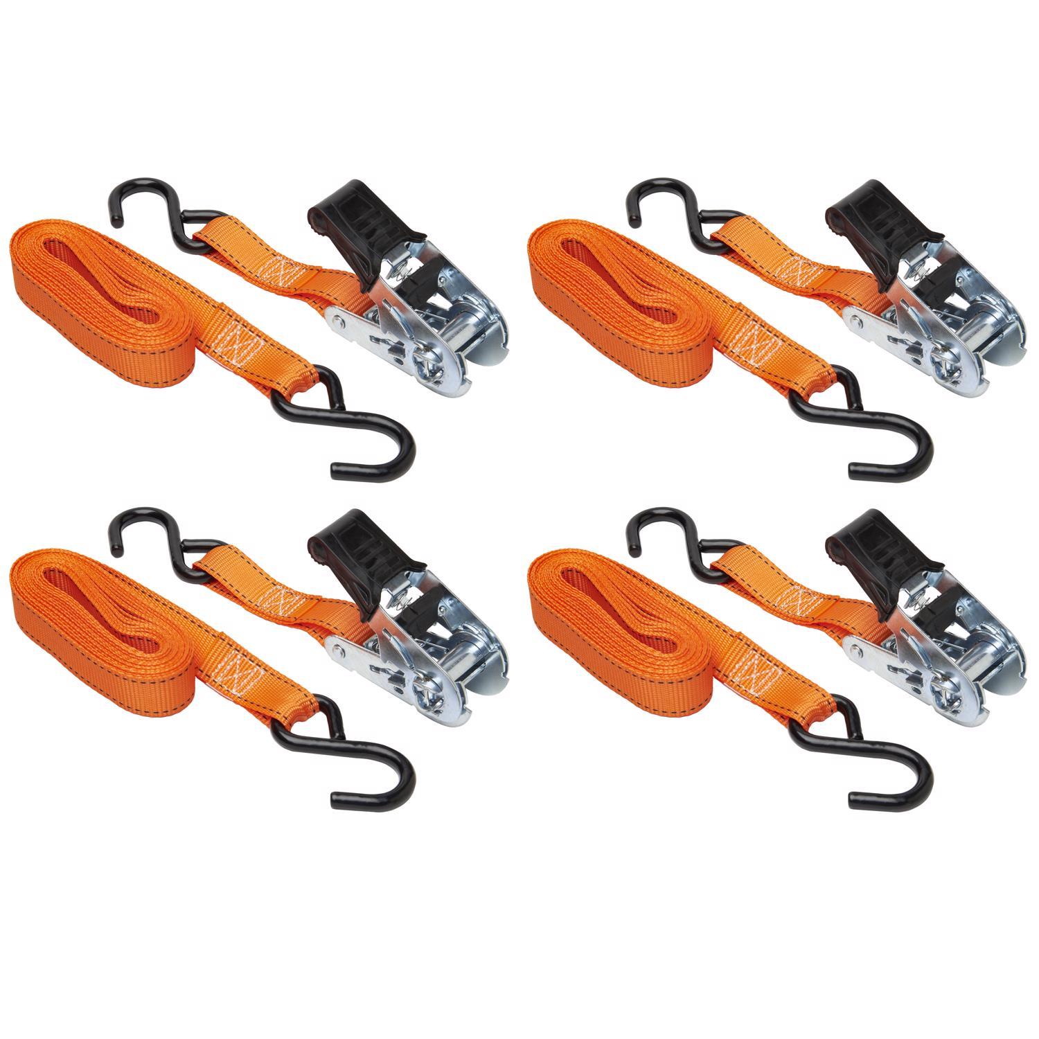 Keeper 1 in. W X 14 ft. L Orange Tie Down w/Ratchet 400 lb 4 pk