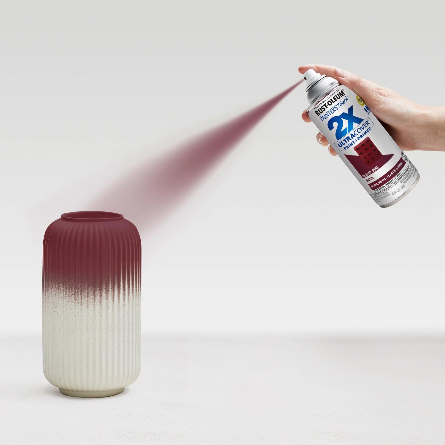 Rust-Oleum Painter's Touch 2X Ultra Cover Satin Claret Wine Paint+Primer Spray Paint 12 oz