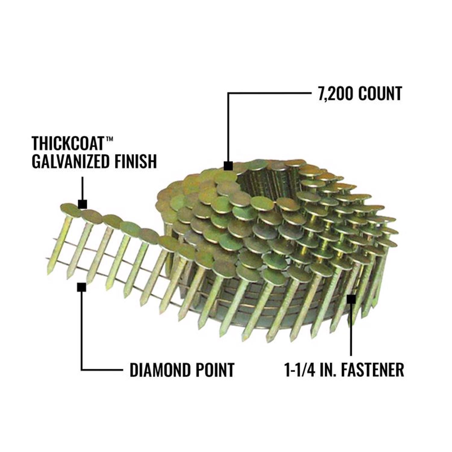 Bostitch 1-1/4 in. L Wire Coil Galvanized Roofing Nails 15 deg 7200 pk