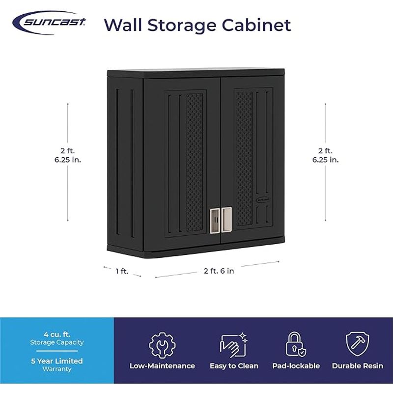 Suncast Wall Storage Cabinet Black