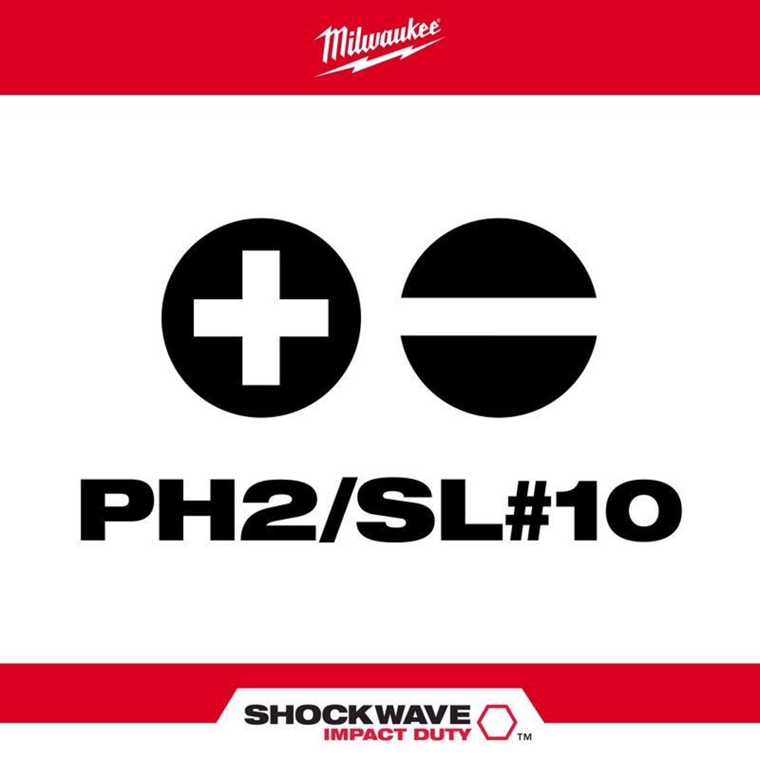 Milwaukee Shockwave Phillips/Slotted PH2/SL1-4 in. X 2-3/8 in. L Impact Double-Ended Power Bit Steel