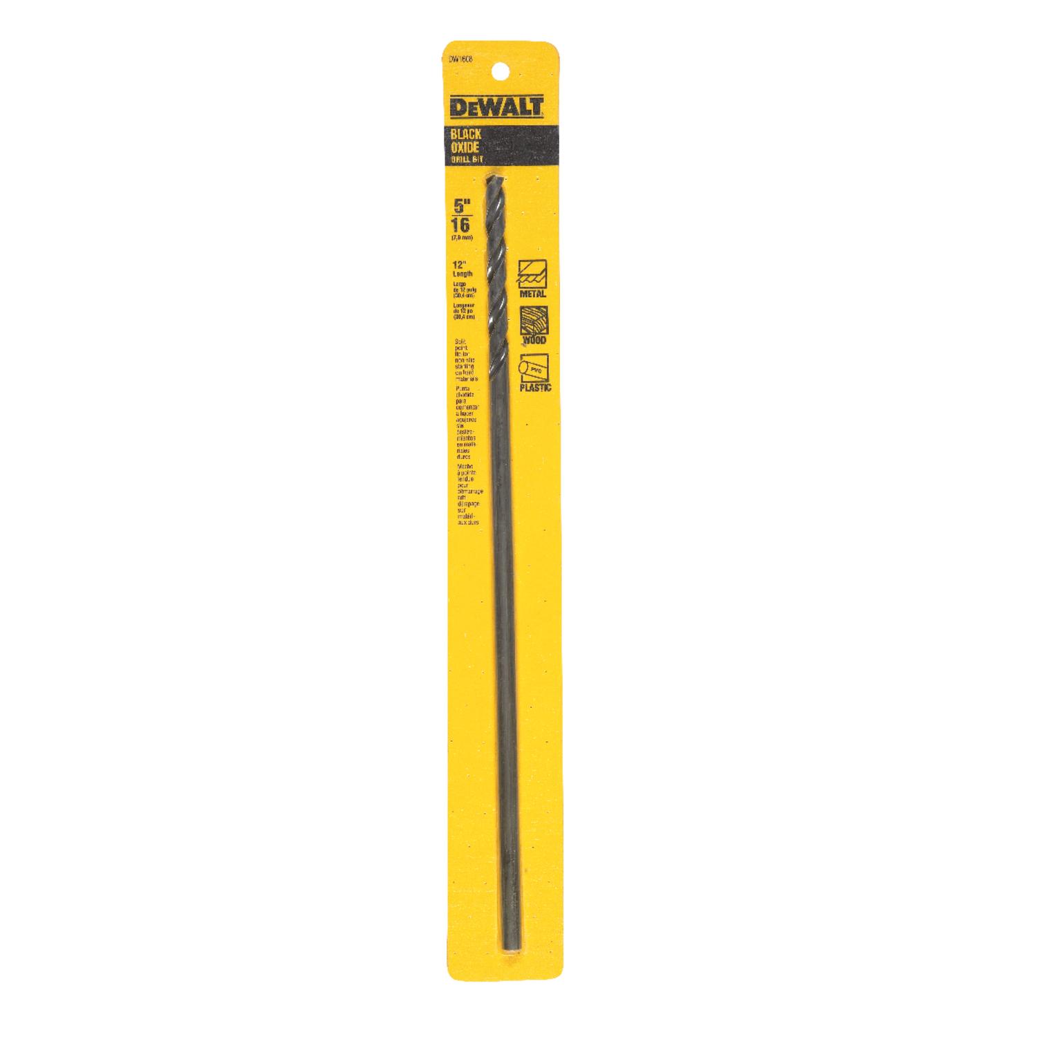 DEWALT Black & Gold 5/16 in. X 12 in. L High Speed Steel Split Point Aircraft Drill Bit Straight Sha