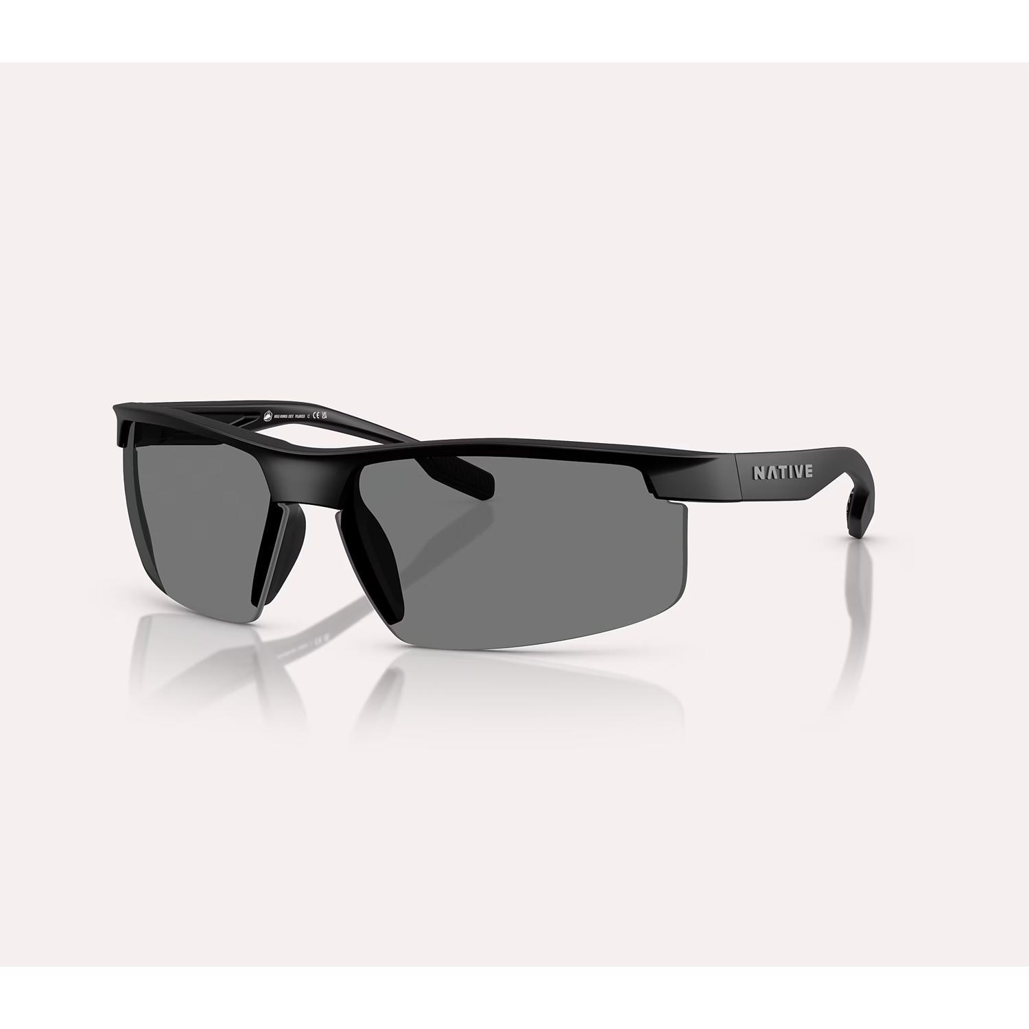 Native Ridge-Runner Crest Sunglasses Men's Matte Black Frame Grey Lens Polarized Blue Light Blocking
