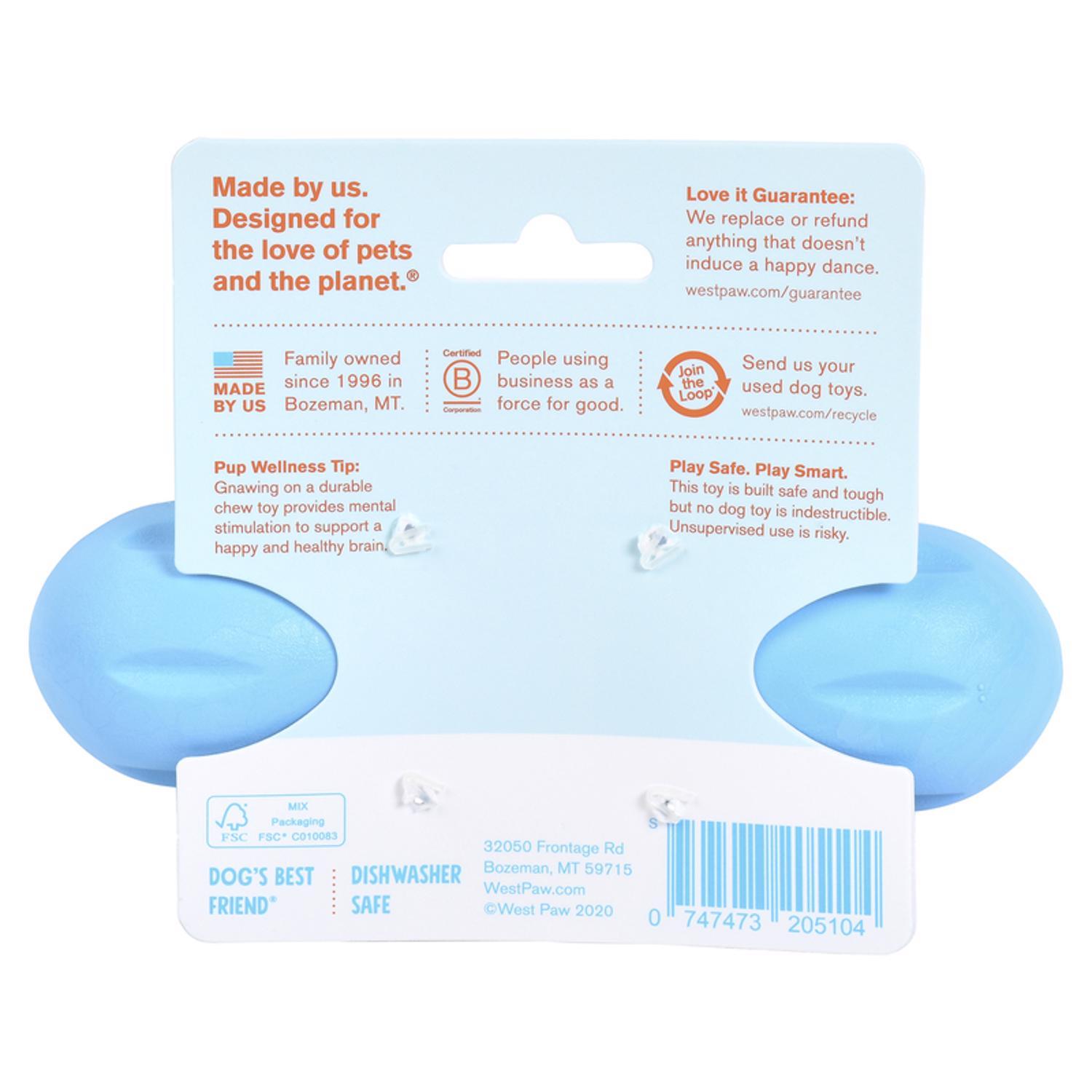 West Paw Zogoflex For Dog Plastic Hurley Bone Chew Dog Toy Small 1 pk