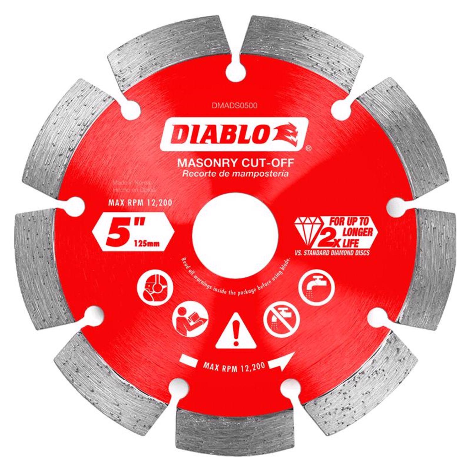 Diablo 5 in. D X 7/8 in. X.087 in. thick Diamond Masonry Cut-Off Disc 1 pk