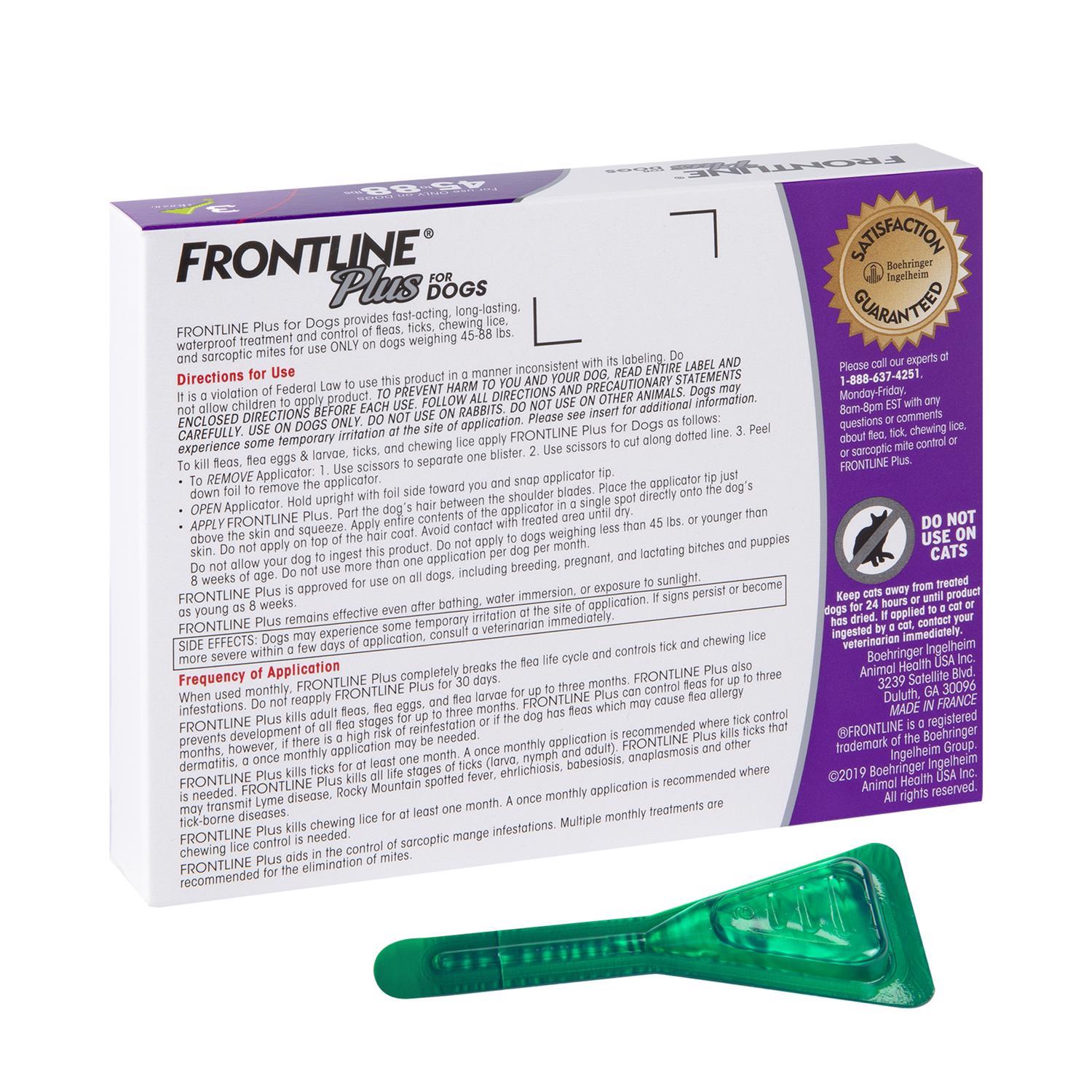 Frontline Plus Liquid Dog Flea and Tick Drops 9.8% Fipronil, 8.8% (S)-methoprene 0.09 oz