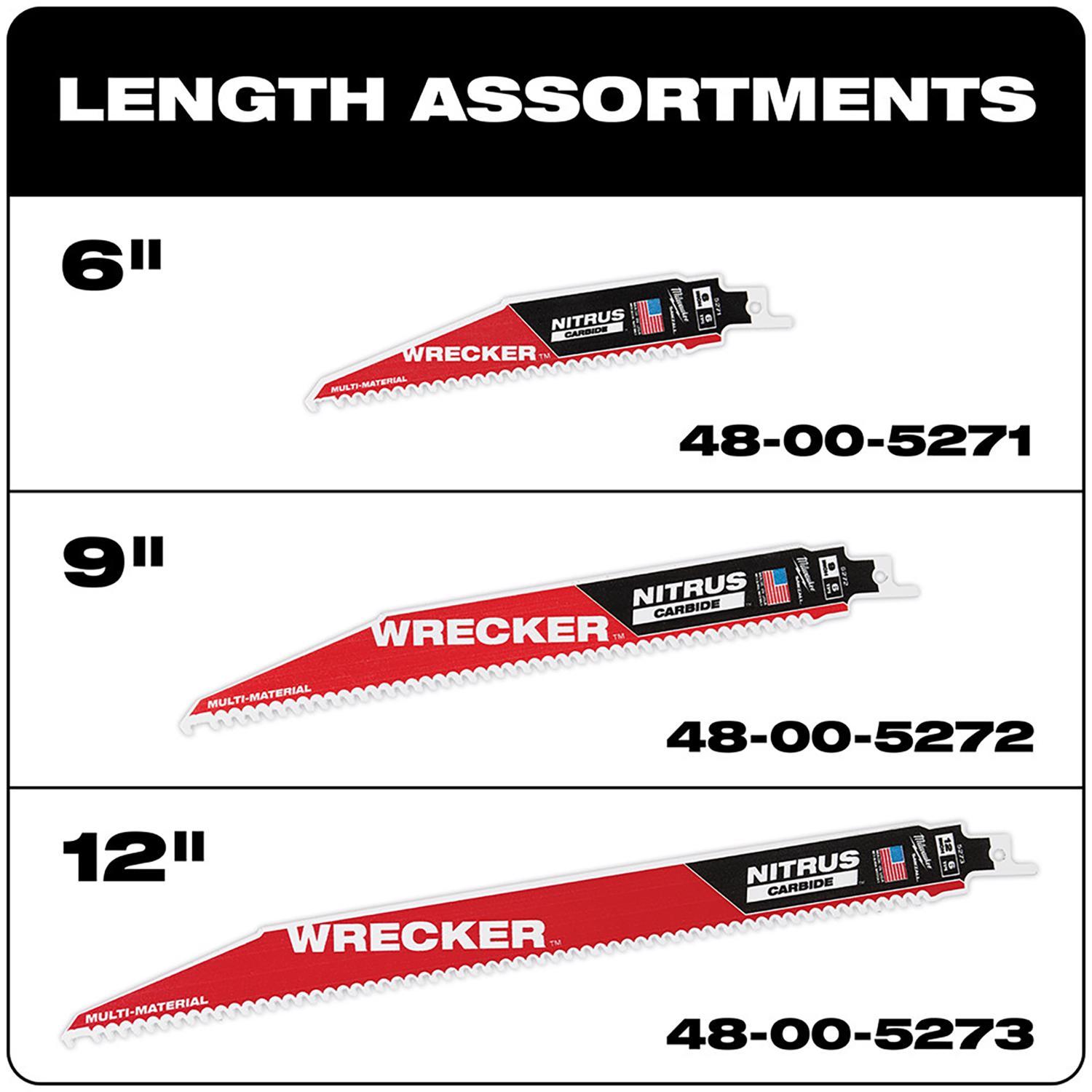 Milwaukee Wrecker 9 in. Nitrus Carbide Sawzall Reciprocating Saw Blade 6 TPI 1 pk