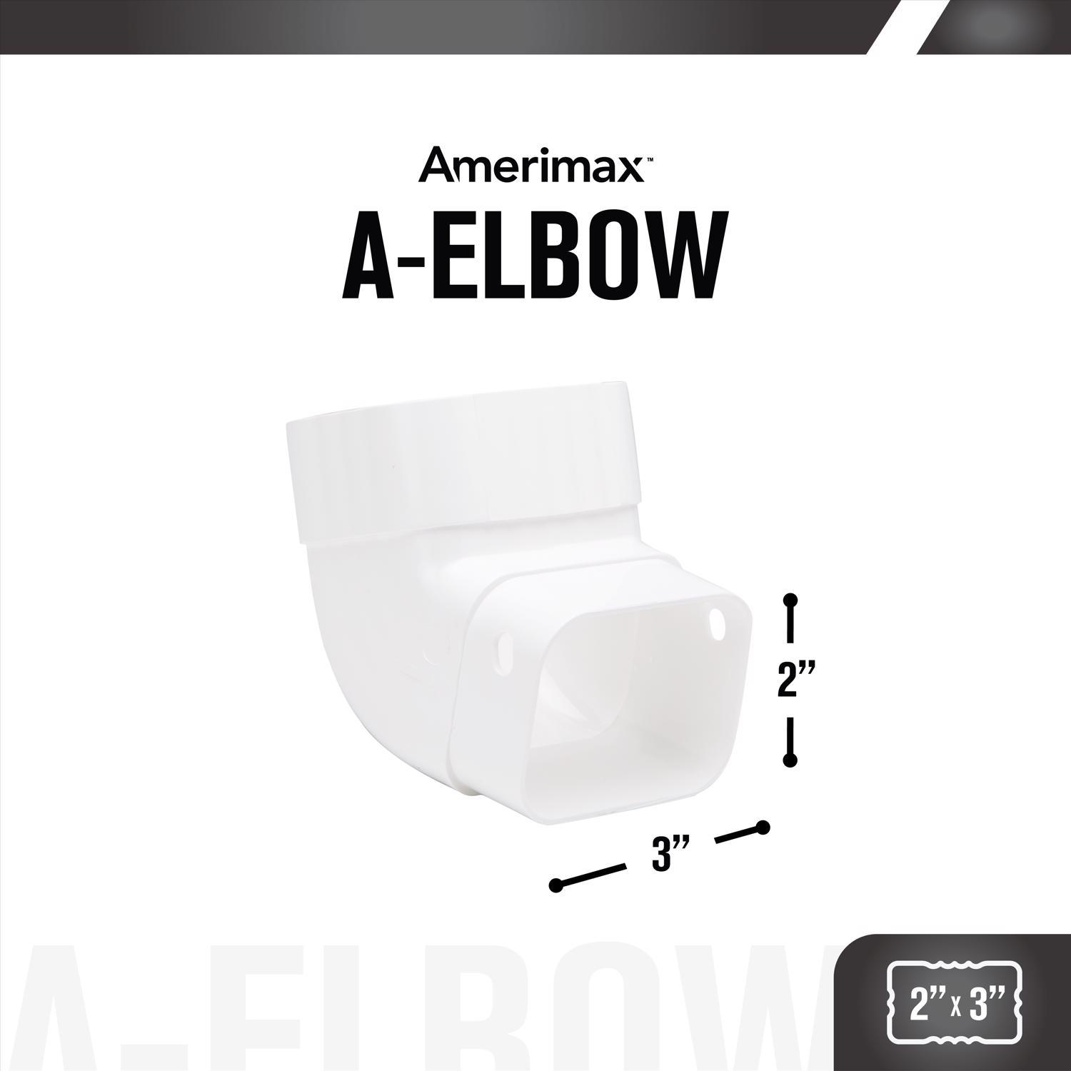 Amerimax 4.25 in. H X 3.25 in. W X 4.25 in. L White Vinyl K Gutter Elbow