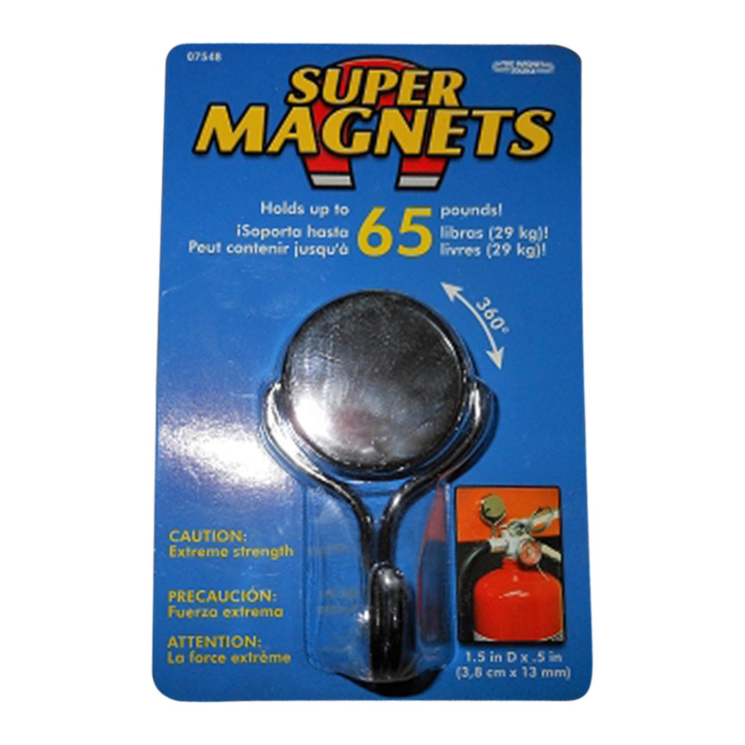 Magnet Source.5 in. L X 1.5 in. W Silver Magnetic Hook 65 lb. pull 1 pc