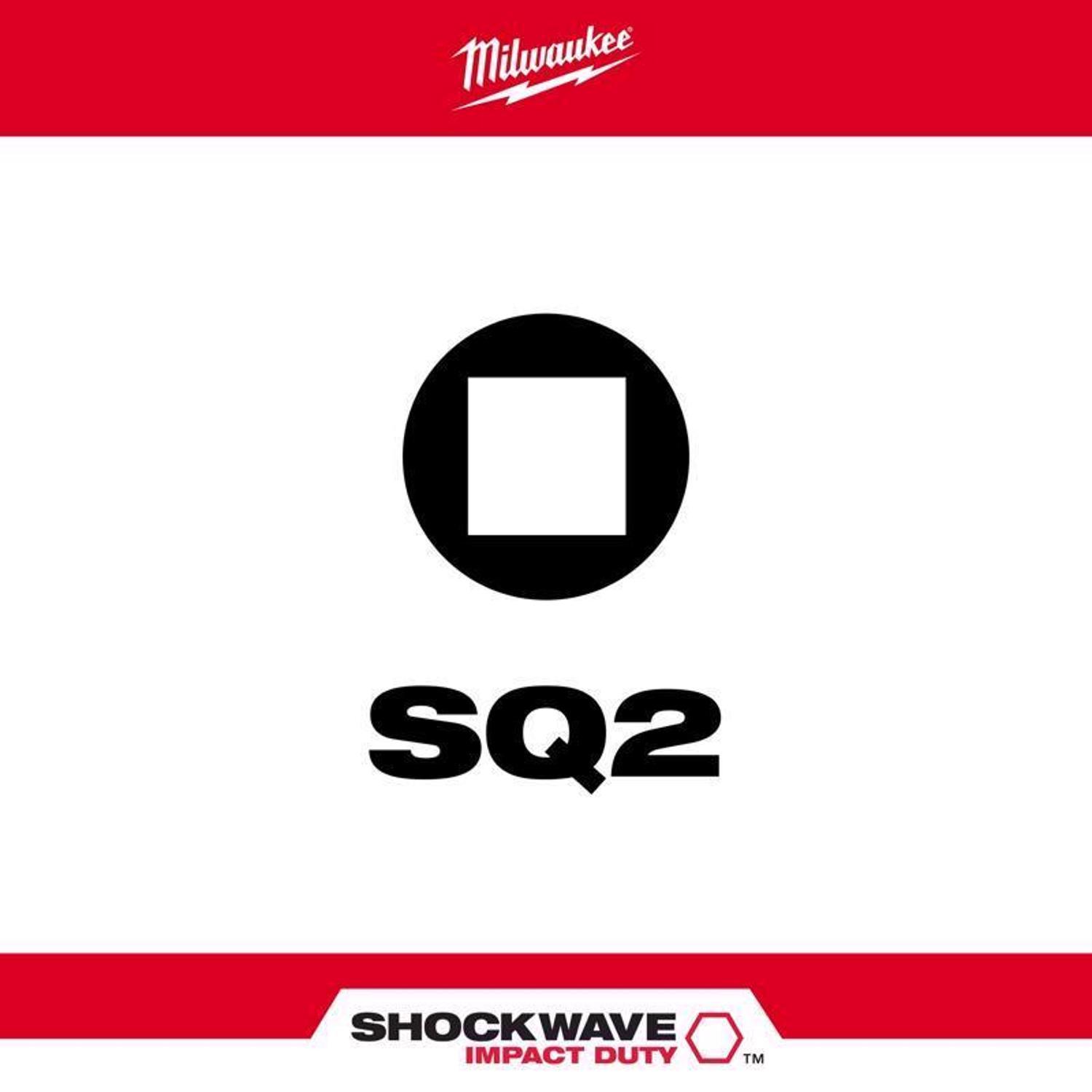 Milwaukee Shockwave Square #2 X 2 in. L Screwdriver Bit Steel 5 pk