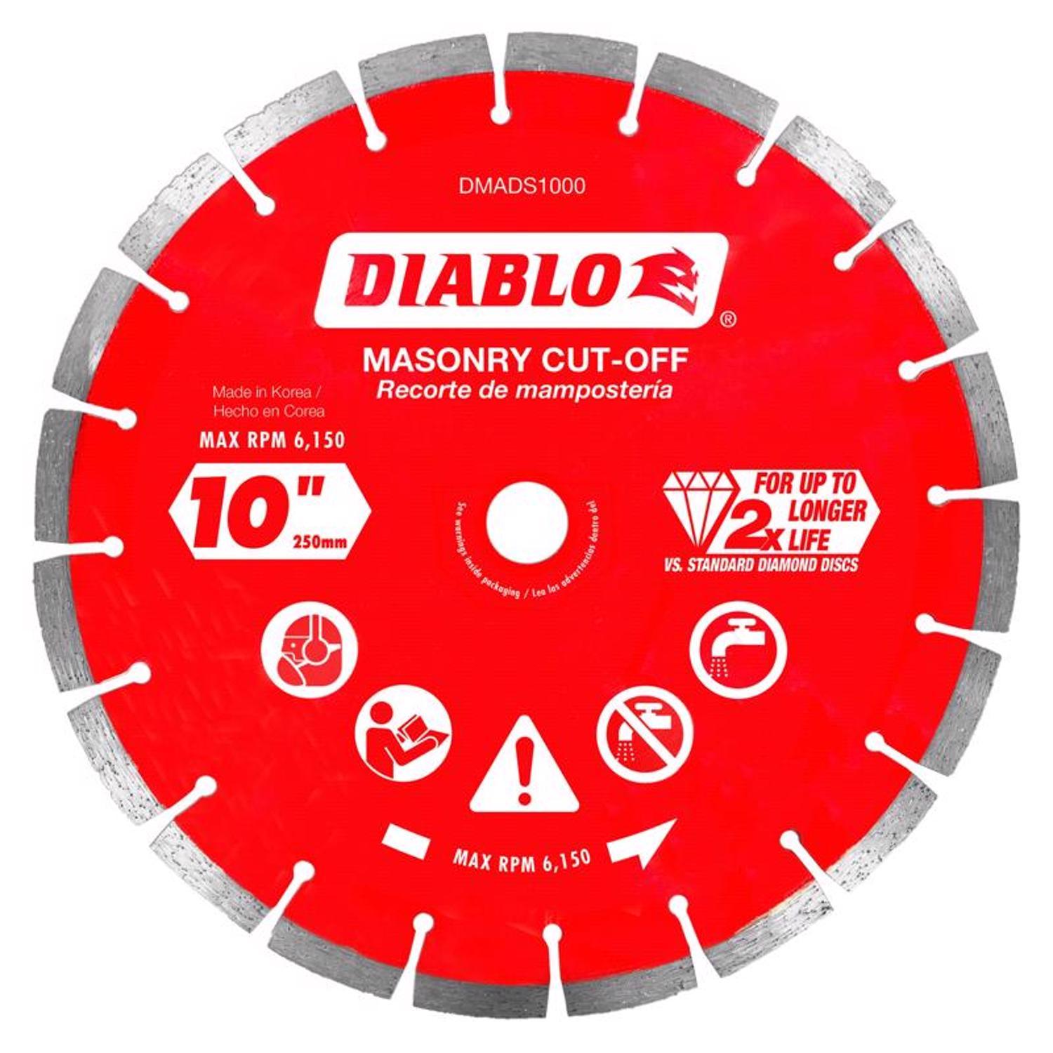 Diablo 10 in. D X 7/8 in. X.094 in. thick Diamond Segmented Masonry Cut-Off Disc 1 pk