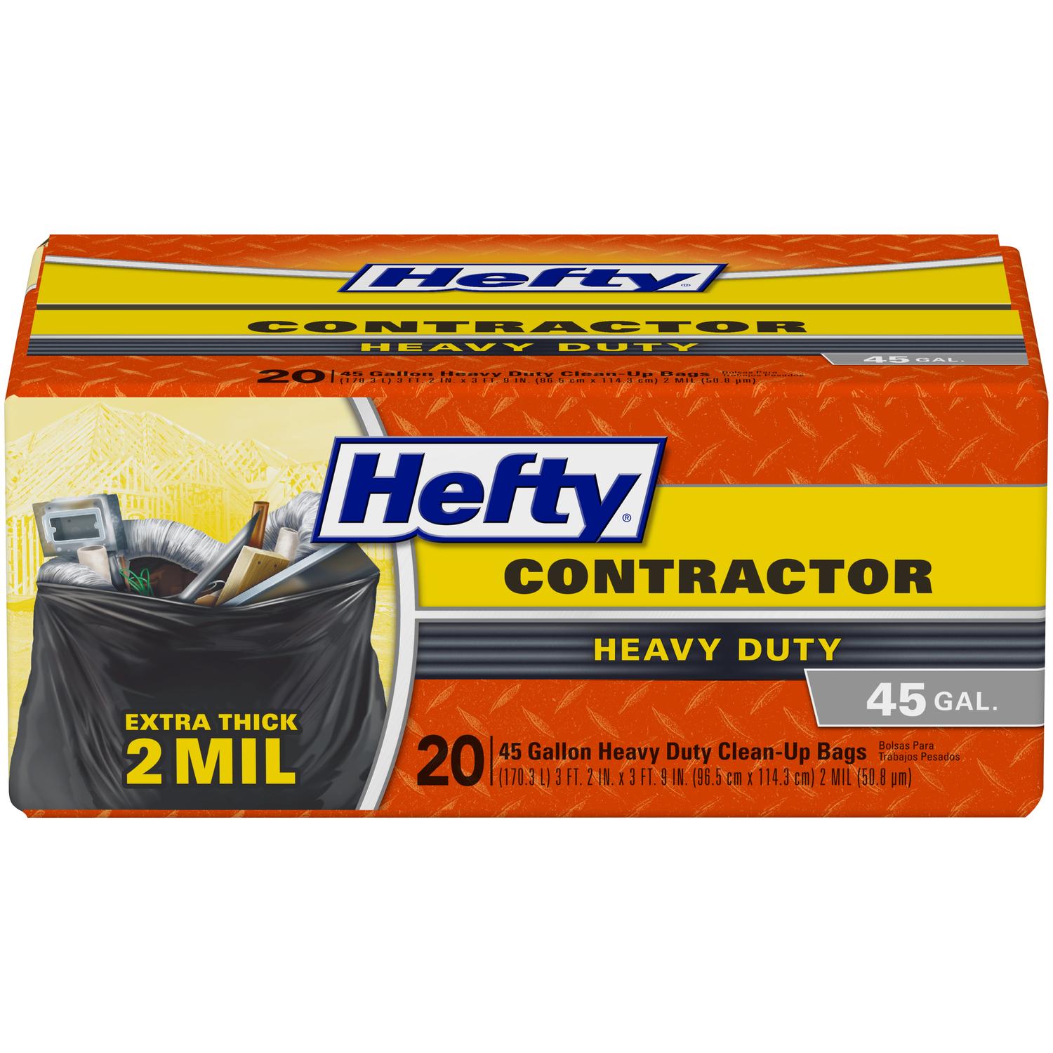 Hefty 45 gal No Scent Contractor Bags Twist Tie 20 pk
