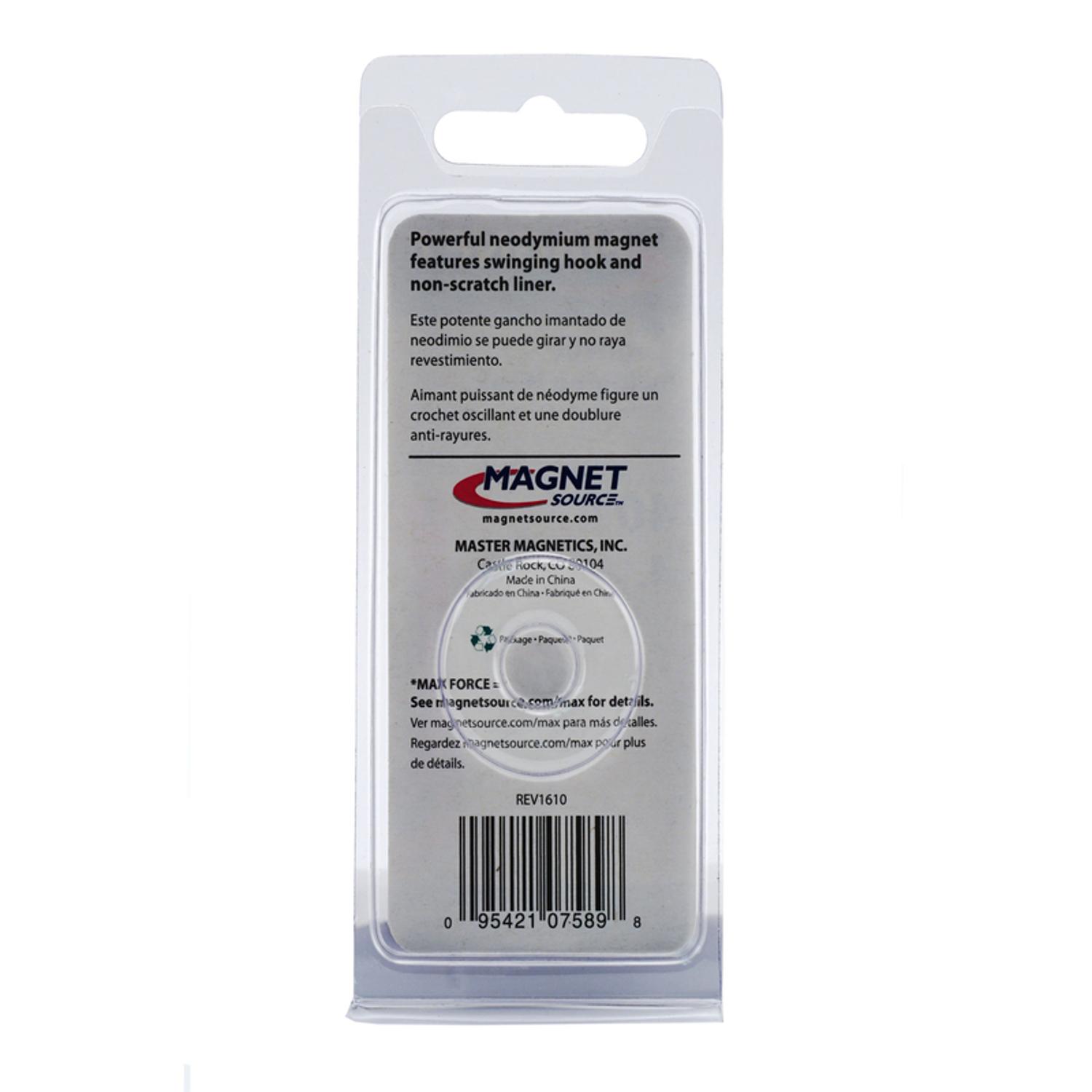 Magnet Source.225 in. L X 1.125 in. W Silver Magnetic Hook 40 lb. pull 1 pc