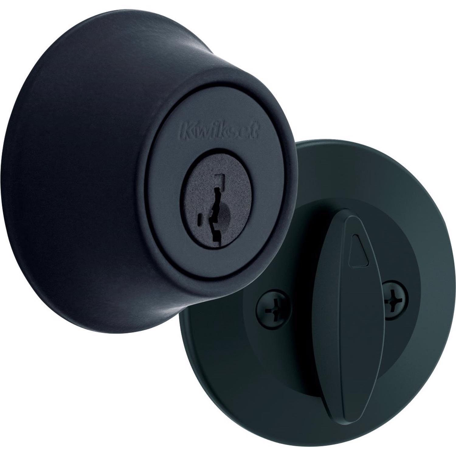 Kwikset Matte Black Single Cylinder Deadbolt 2-3/4 in.